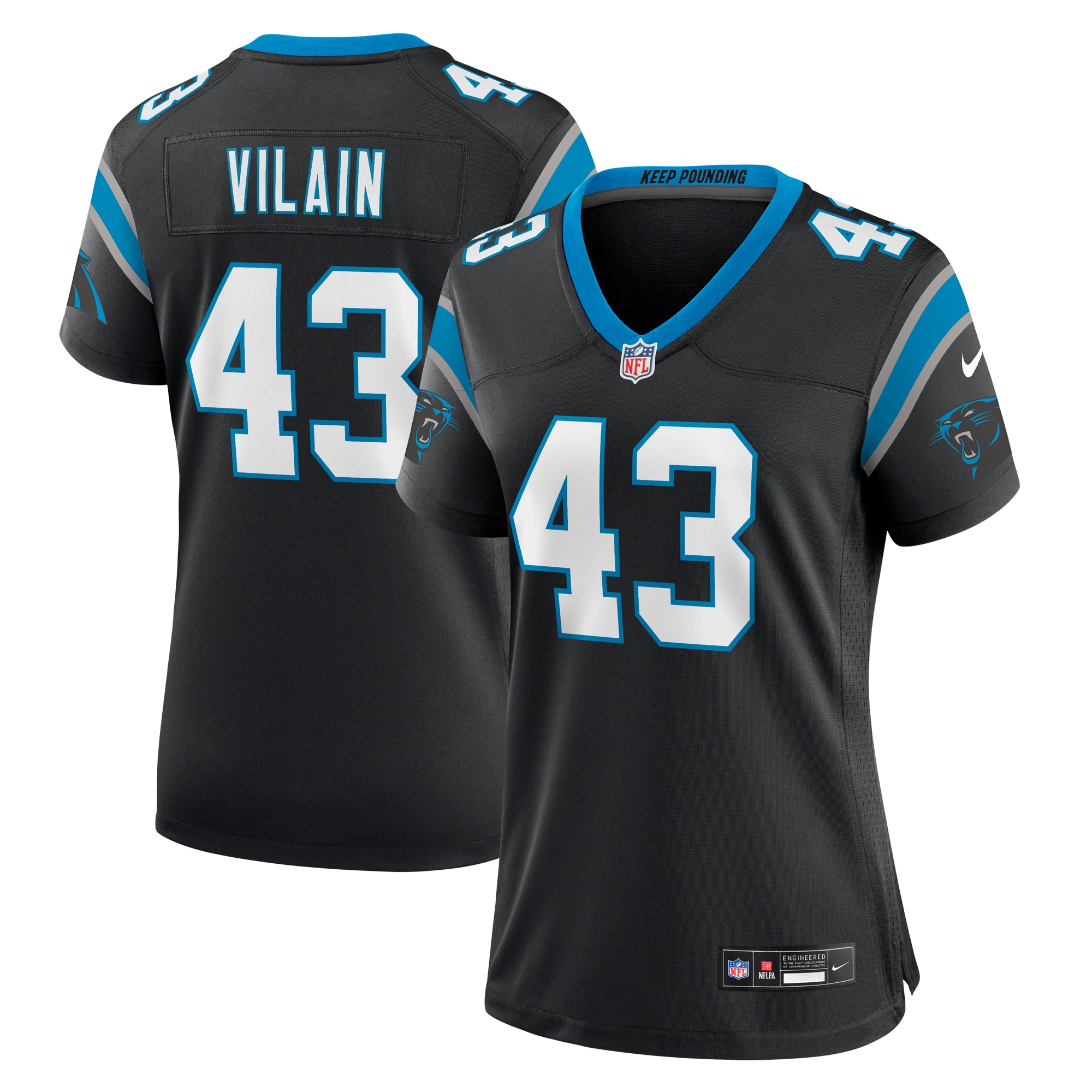Women's Carolina Panthers Luiji Vilain Black Game Jersey Js1751