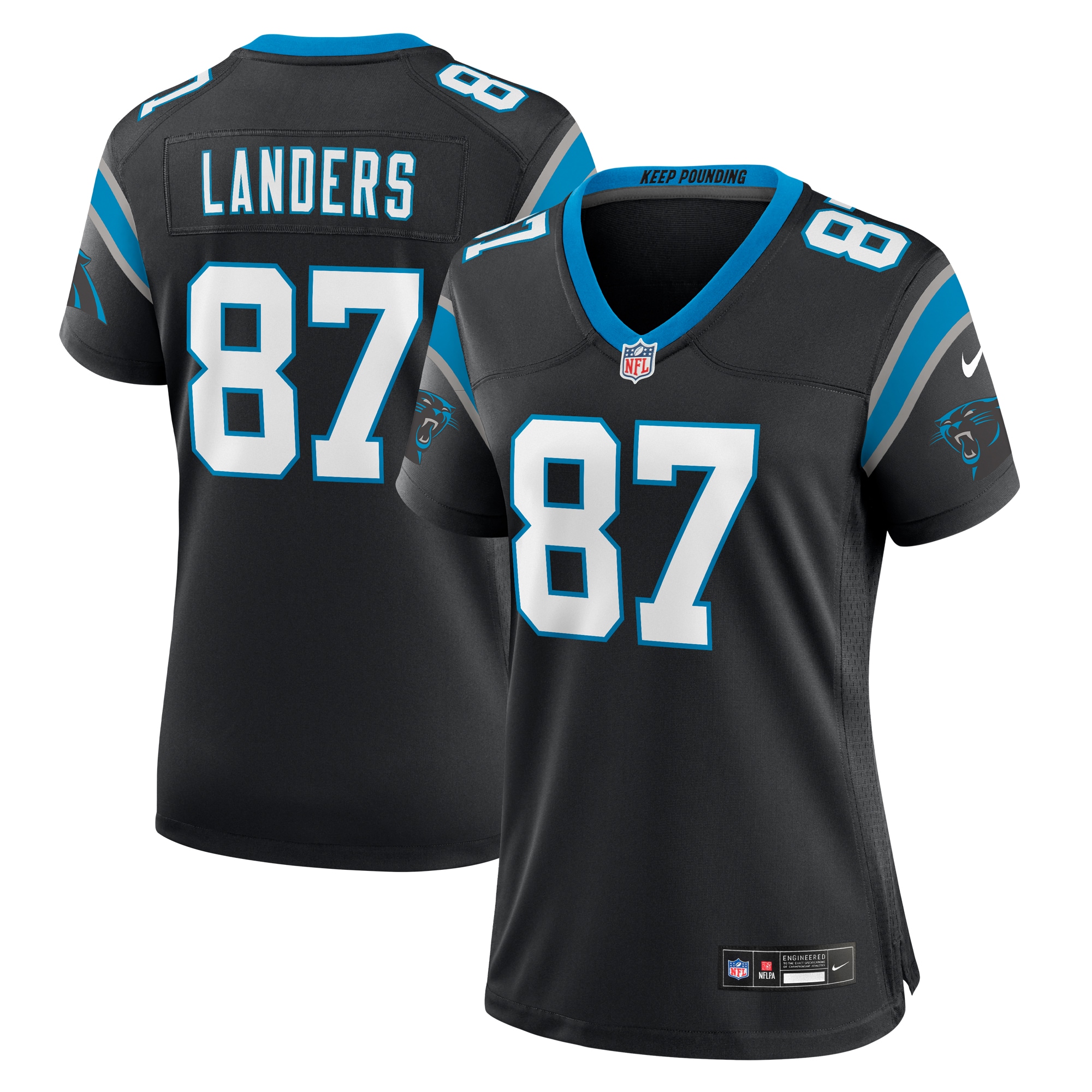 Women's Carolina Panthers Matt Landers Black Game Jersey Js3190