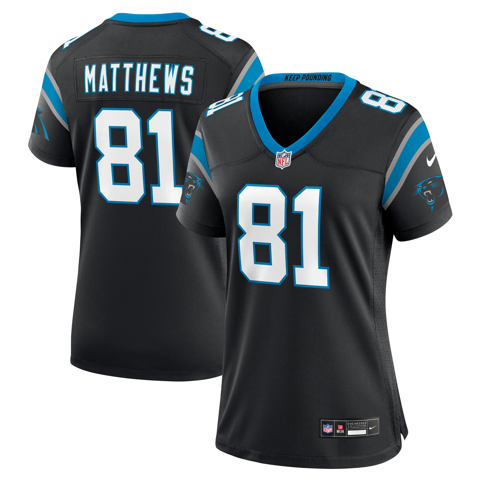 Women's Carolina Panthers Matthews Black Game Jersey Js6936