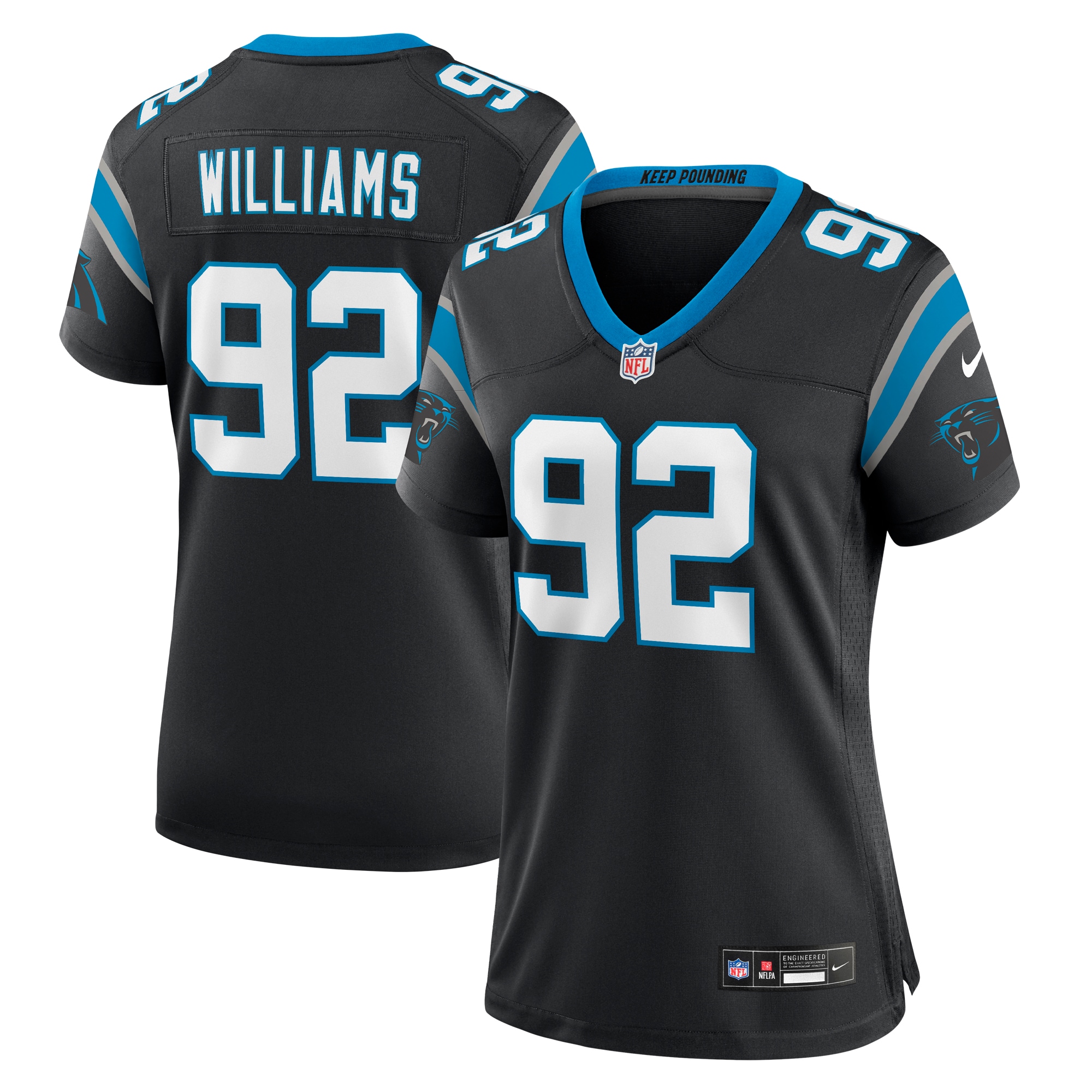 Women's Carolina Panthers Raequan Williams Black Team Game Jersey Js1996