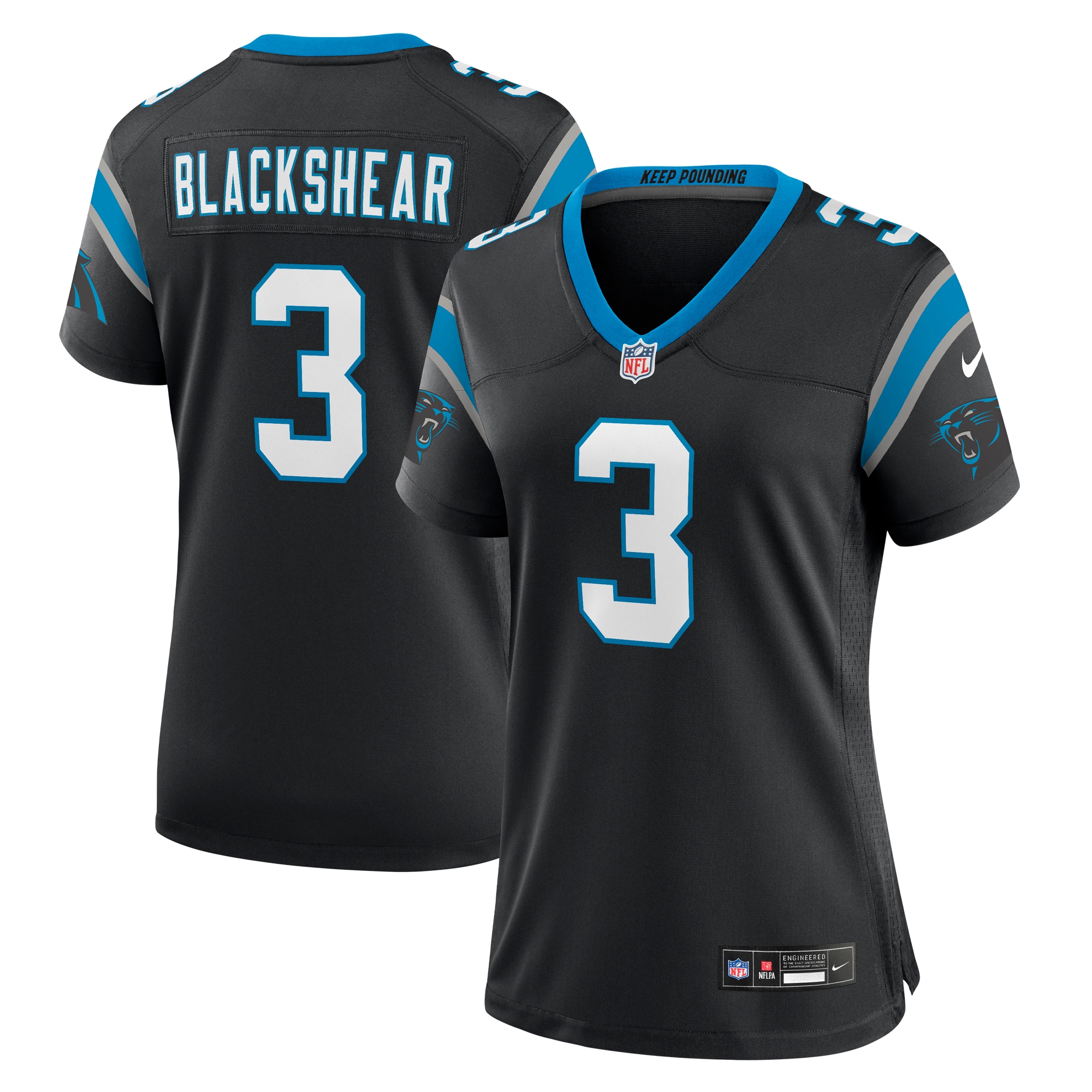Women's Carolina Panthers Raheem Blackshear Black Team Game Jersey Js4683