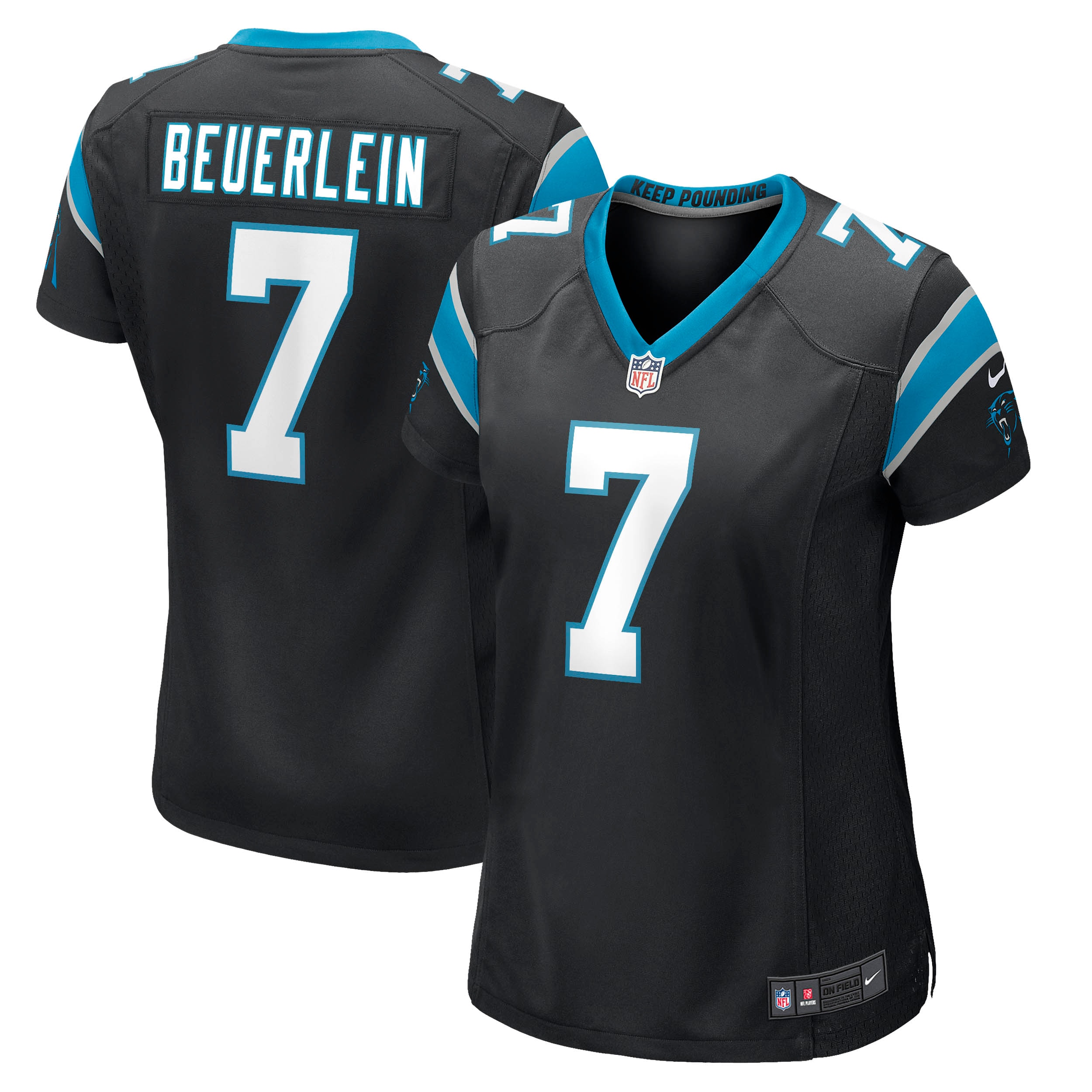 Women's Carolina Panthers Steve Beuerlein Black Retired Player Jersey Js4374