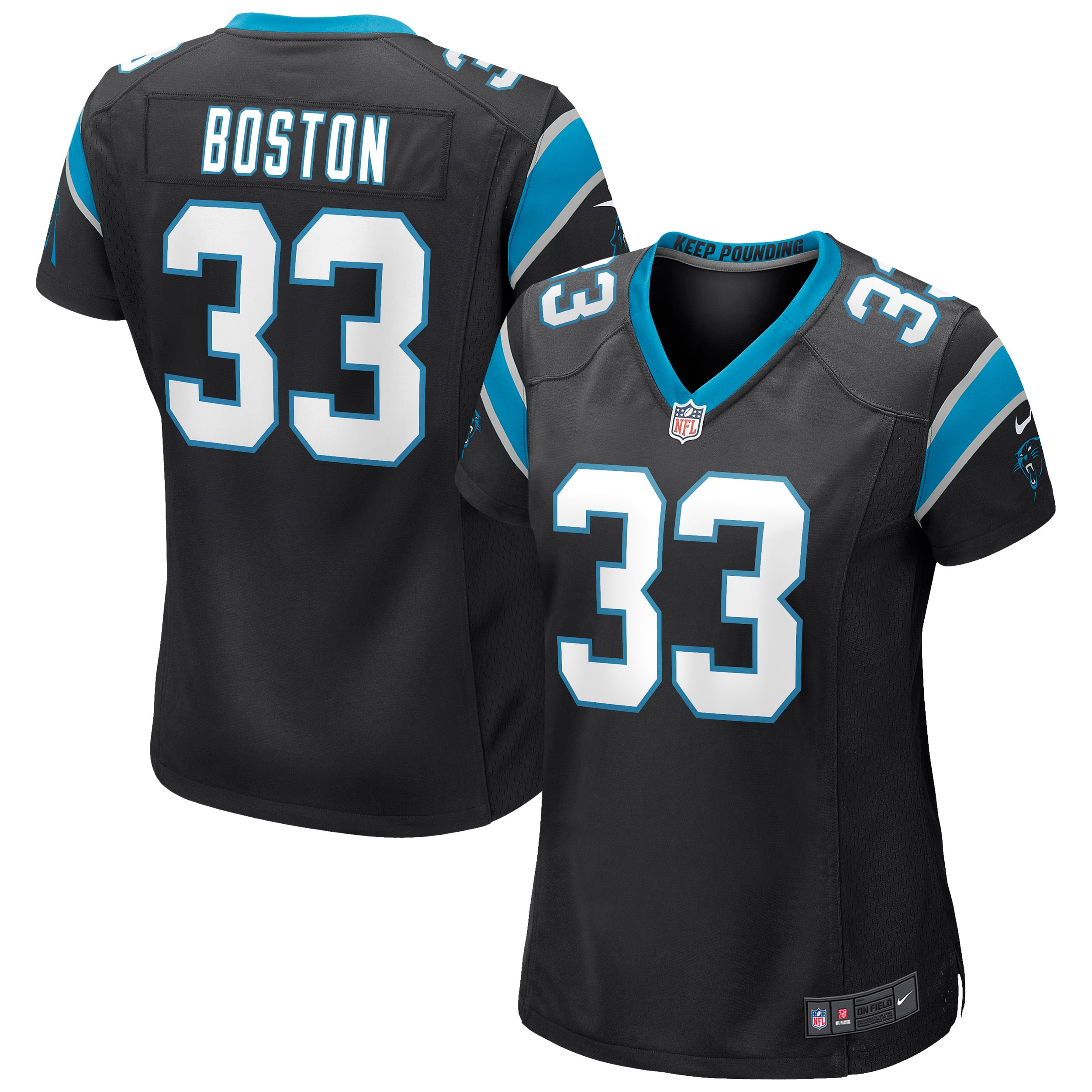 Women's Carolina Panthers Tre Boston Black Game Jersey Js6132