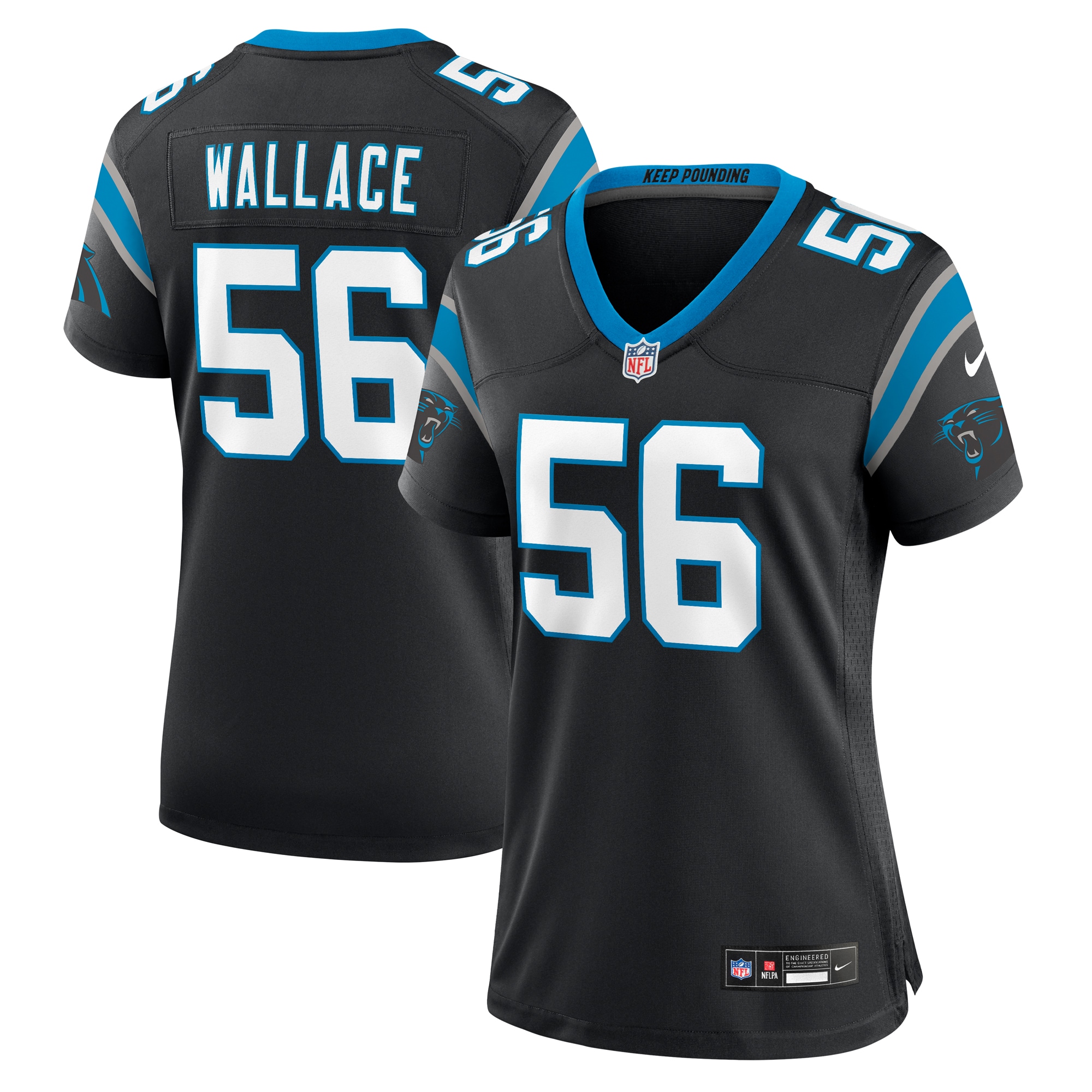 Women's Carolina Panthers Trevin Wallace Black Game Jersey Js5070