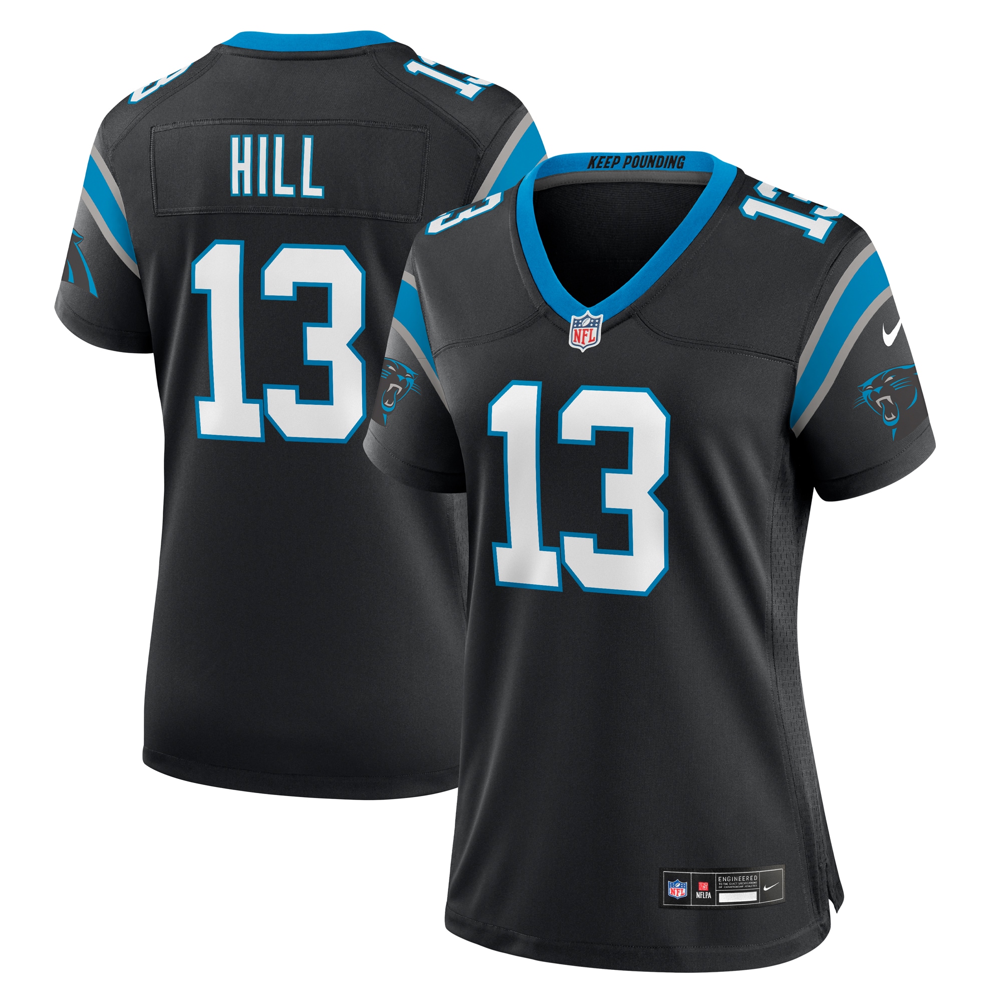 Women's Carolina Panthers Troy Hill Black Team Game Jersey Js6152