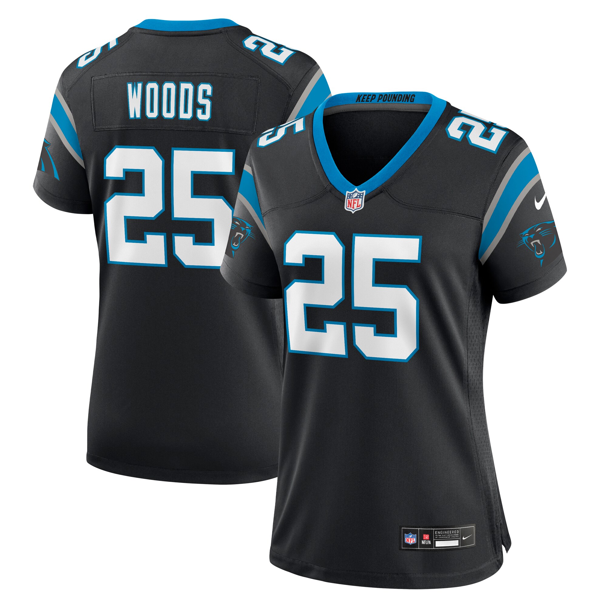 Women's Carolina Panthers Xavier Woods Black Team Game Jersey Js7313
