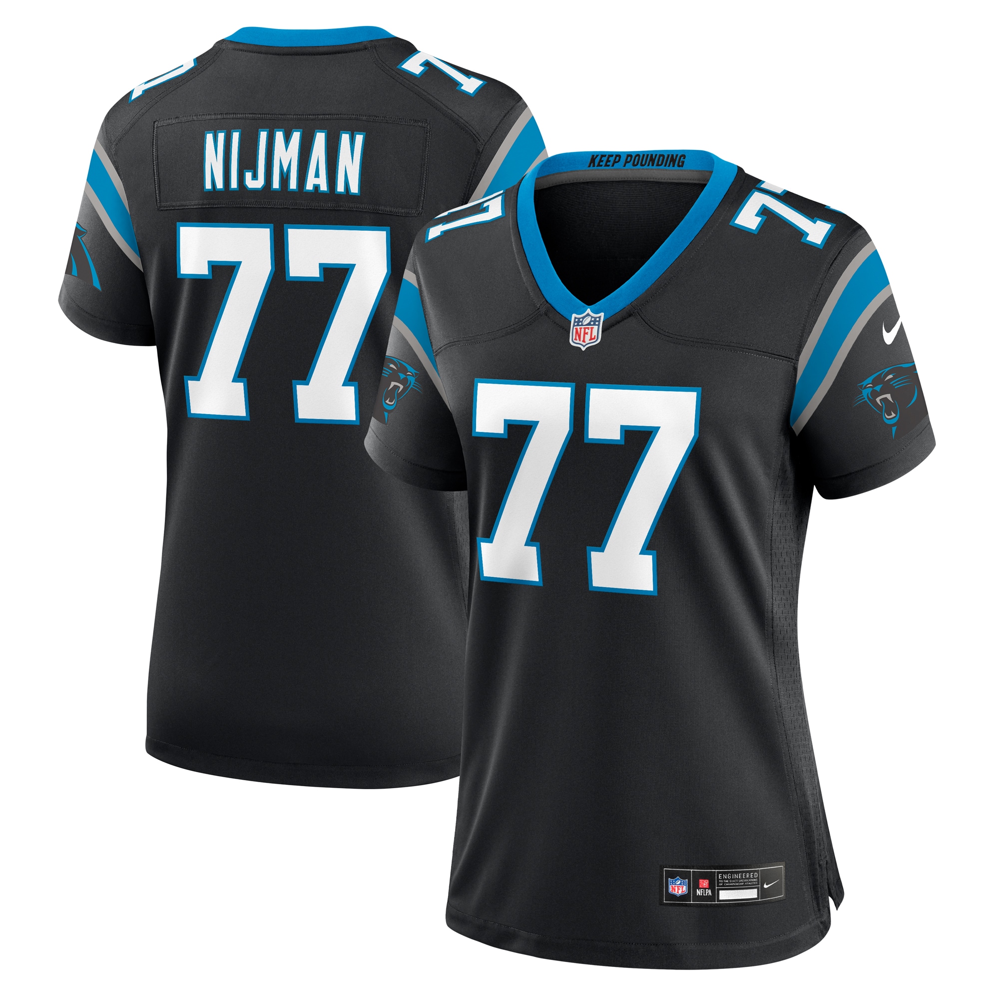Women's Carolina Panthers Yosh Nijman Black Game Jersey Js9304