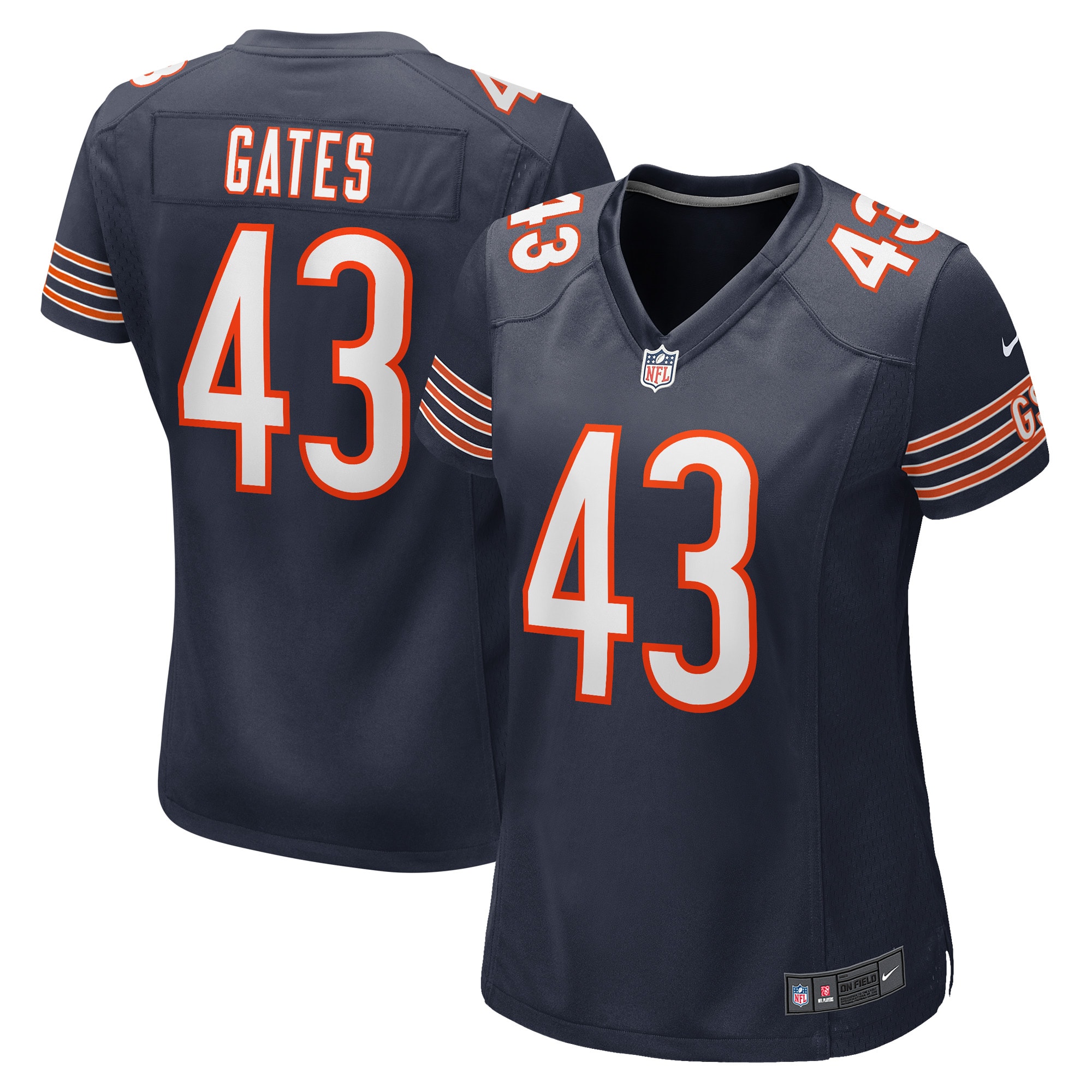 Women's Chicago Bears Demarquis Gates Navy Game Player Jersey Js9666