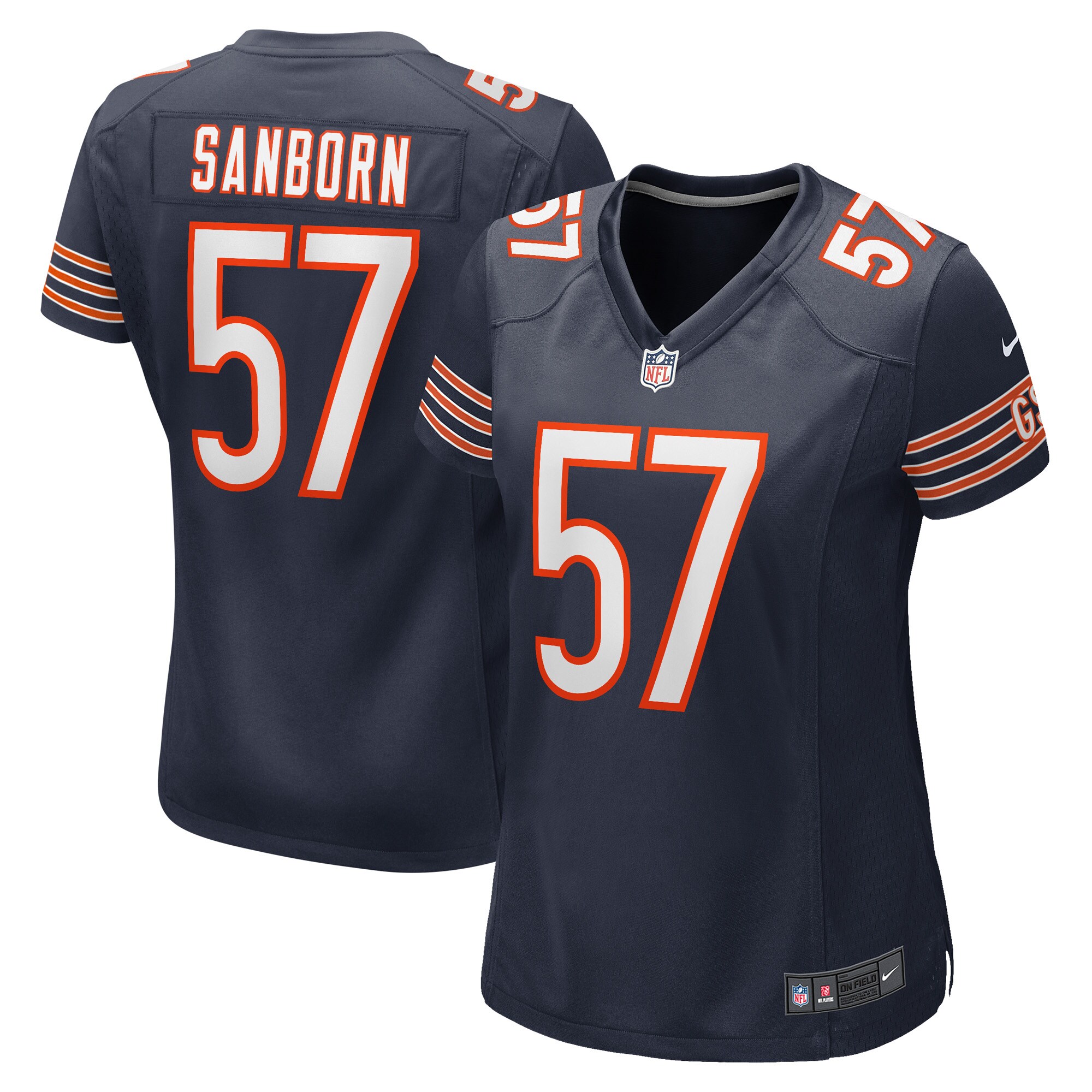 Women's Chicago Bears Jack Sanborn Navy Game Player Jersey Js4204