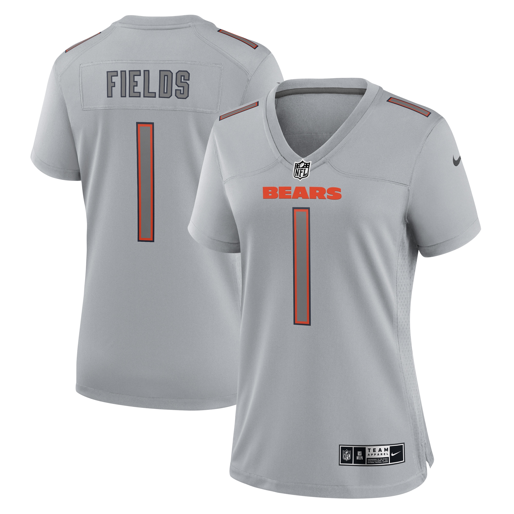 Women's Chicago Bears Justin Fields Gray Atmosphere Fashion Game Jersey Js6785