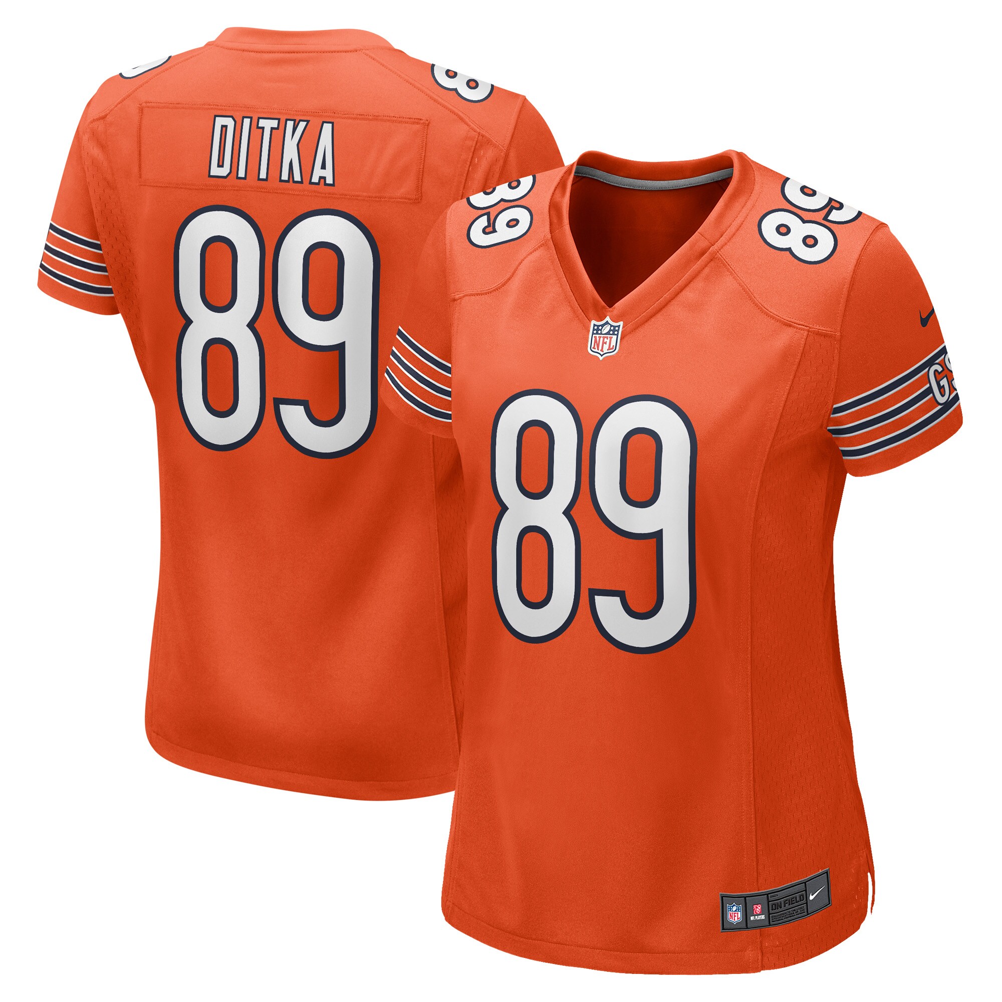 Women's Chicago Bears Mike Ditka Orange Retired Player Jersey Js1192