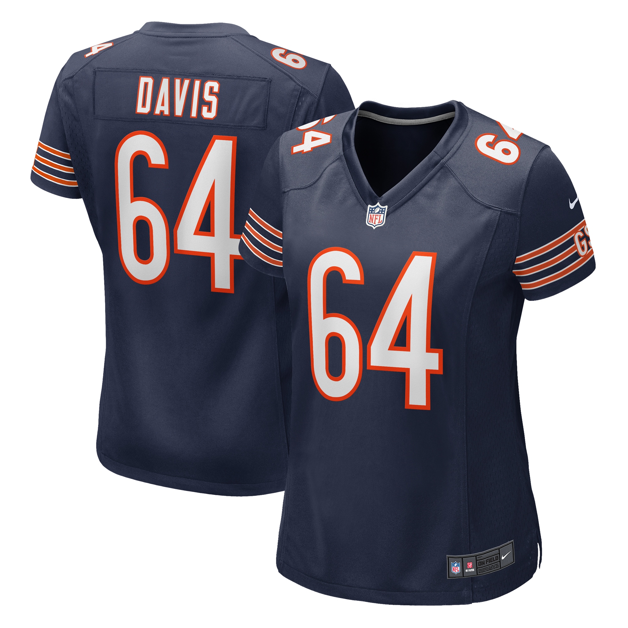 Women's Chicago Bears Nate Davis Navy Game Jersey Js3581