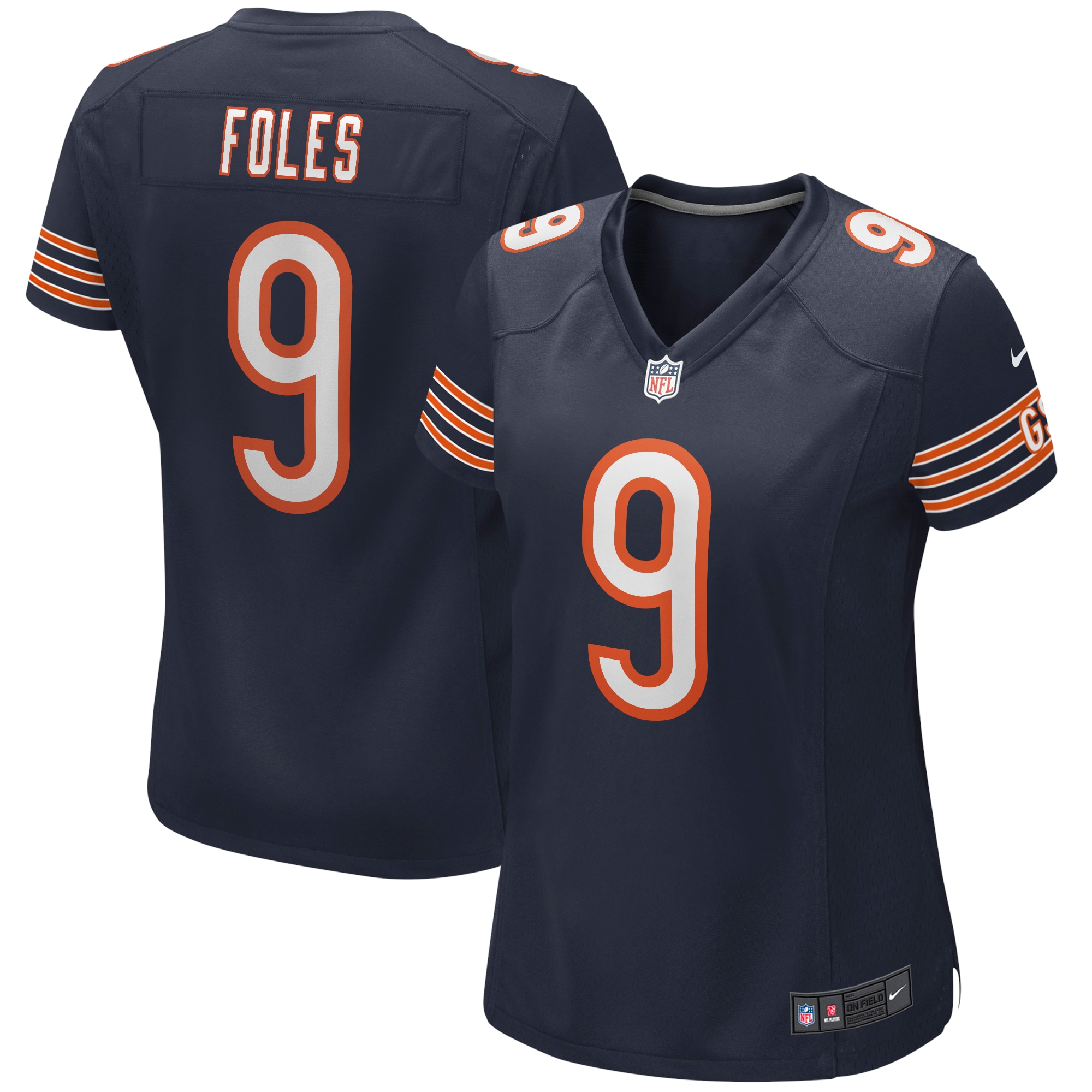 Women's Chicago Bears Nick Foles Navy Game Jersey Js3602