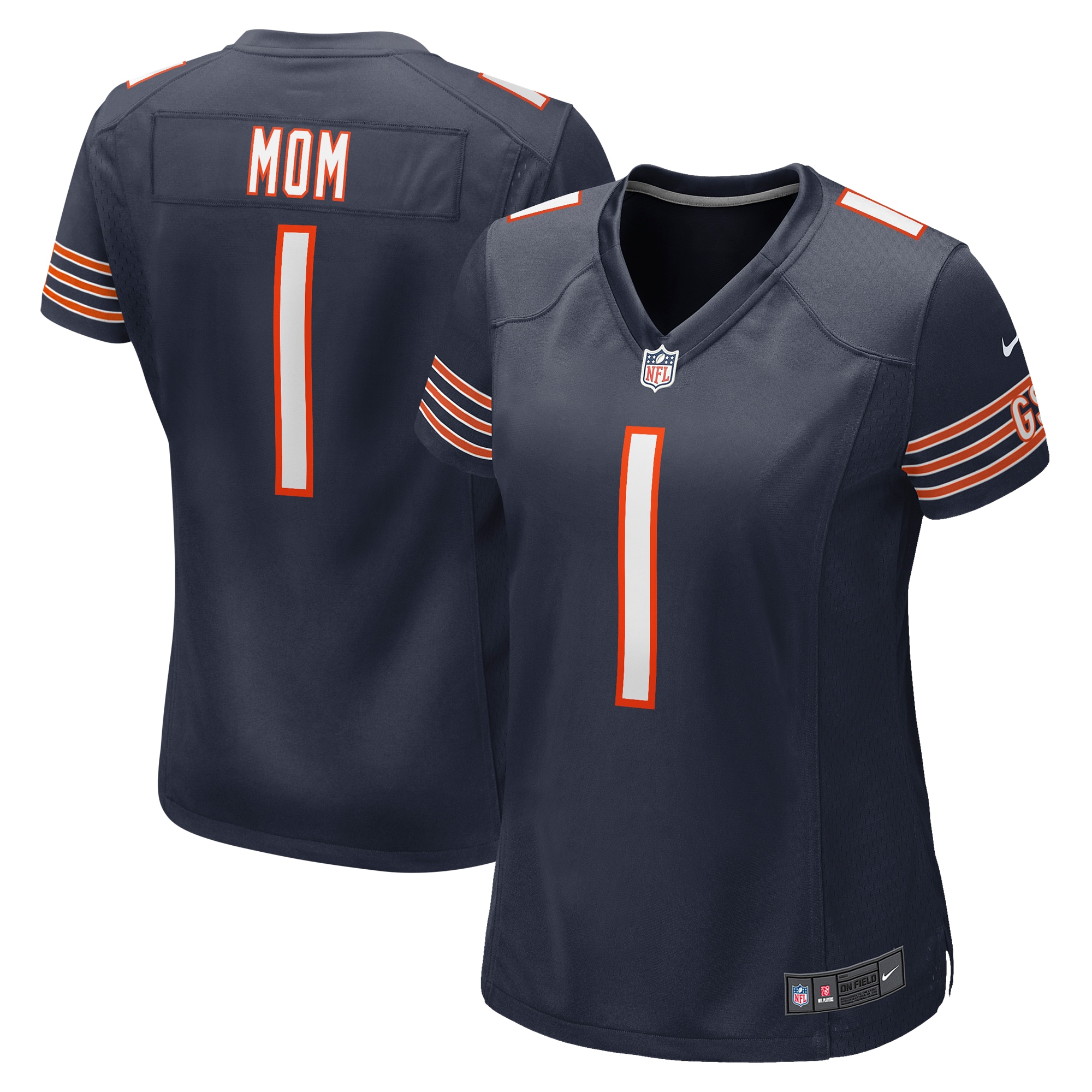 Women's Chicago Bears Number 1 Mom Navy Game Jersey Js5221