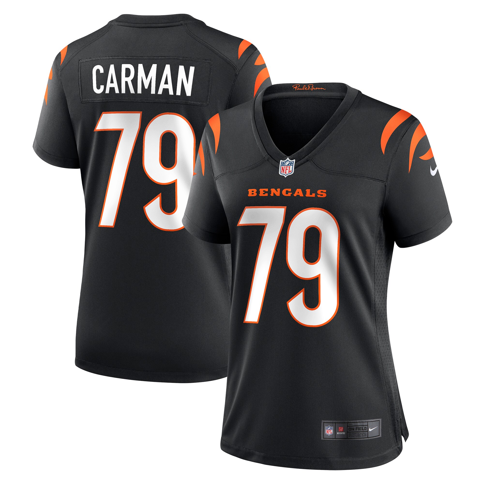 Women's Cincinnati Bengals Jackson Carman Black Game Jersey Js3669