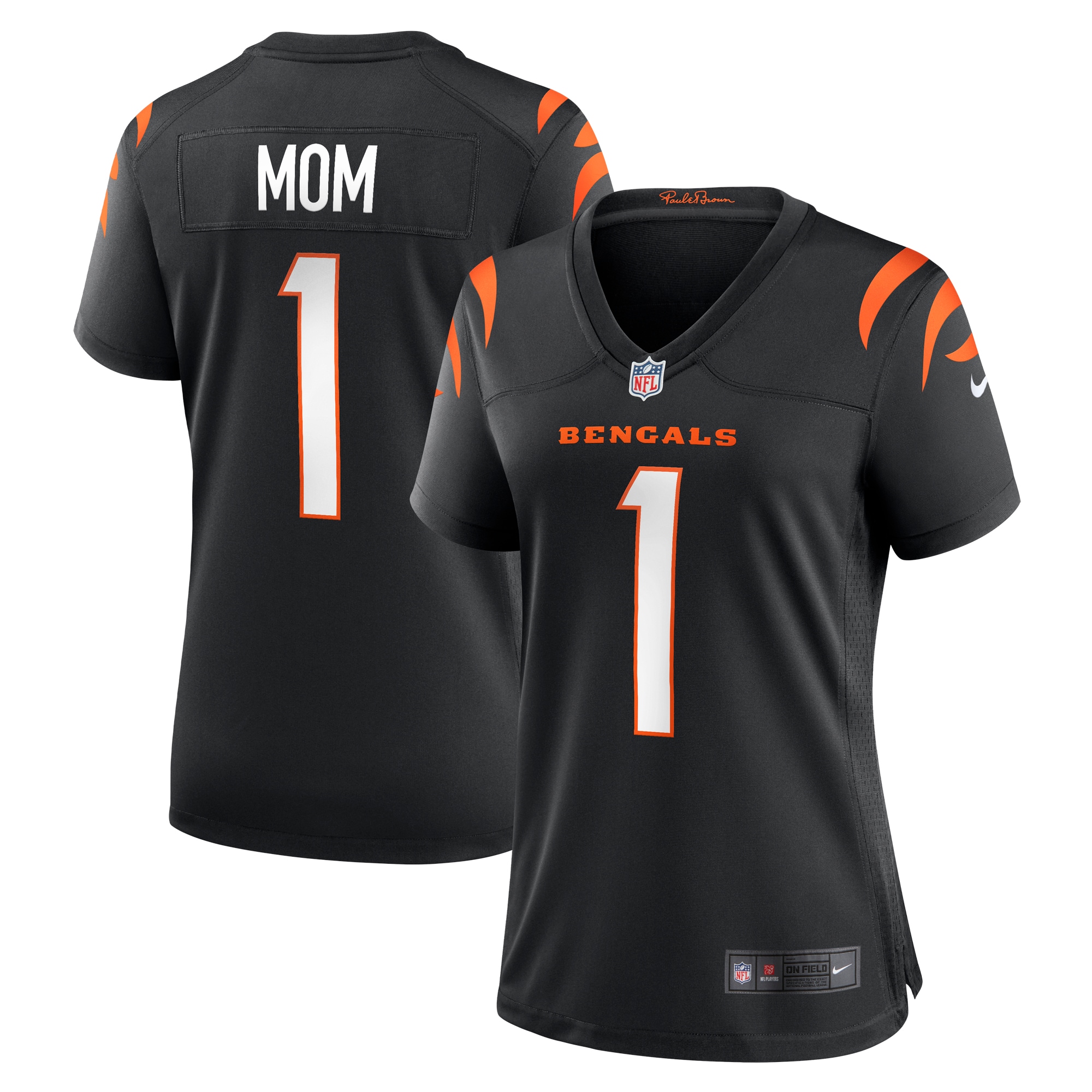 Women's Cincinnati Bengals Number 1 Mom Black Game Jersey Js6995