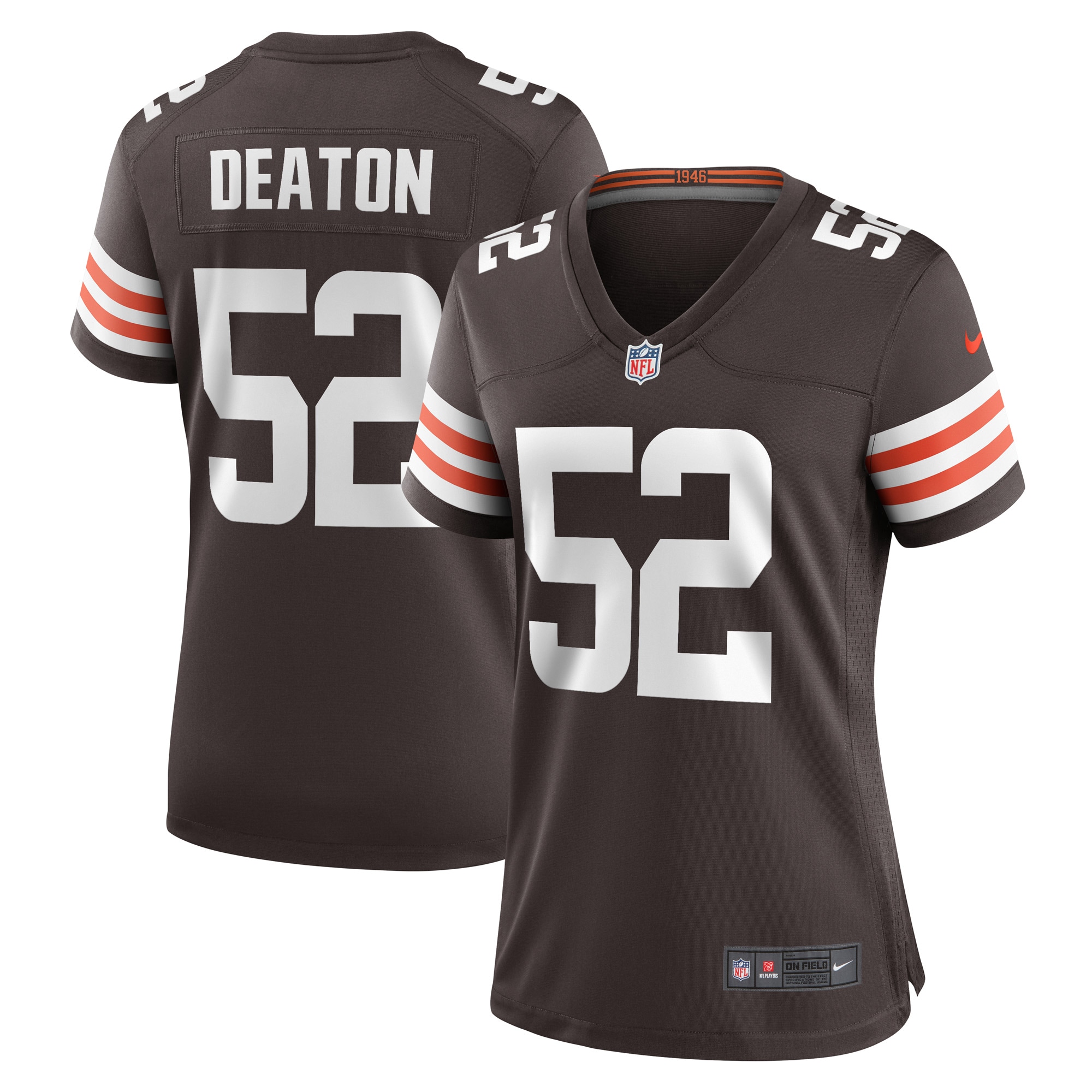 Women's Cleveland Browns Dawson Deaton Brown Game Player Jersey Js6752