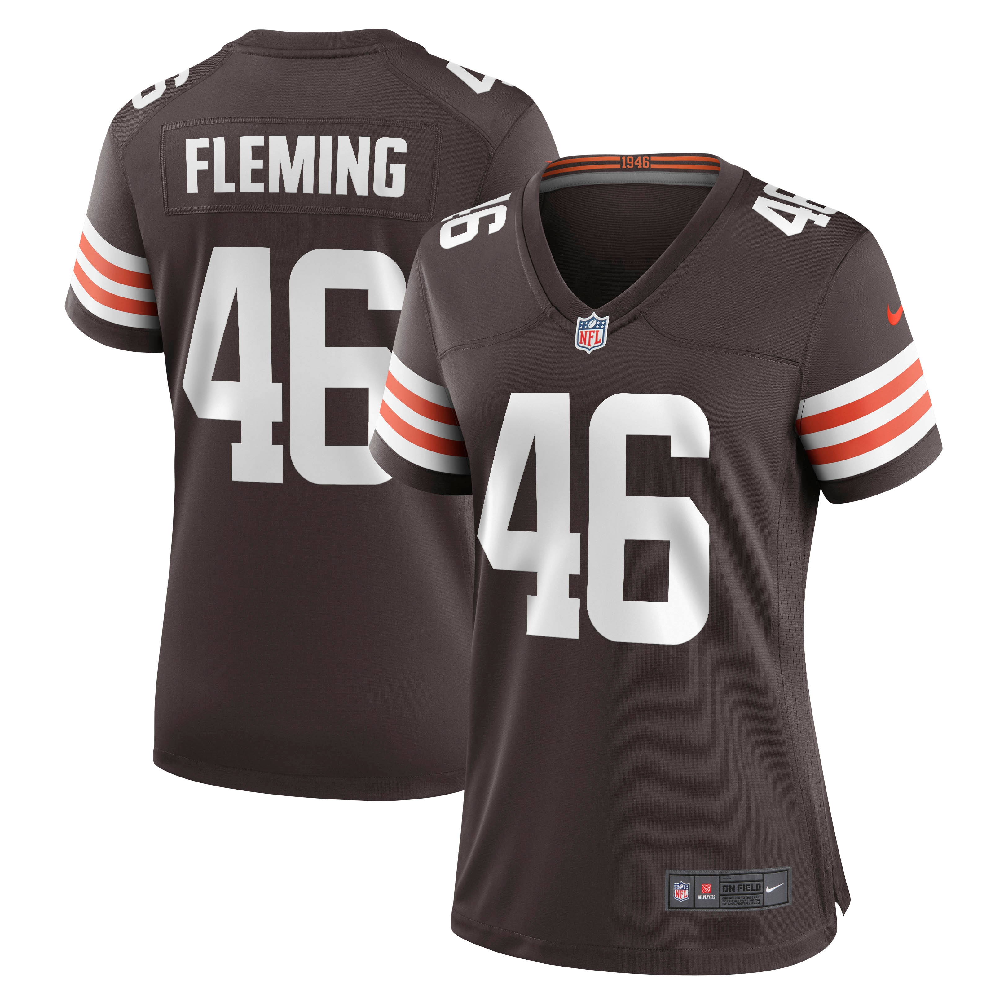 Women's Cleveland Browns Don Fleming Brown Retired Player Jersey Js4714