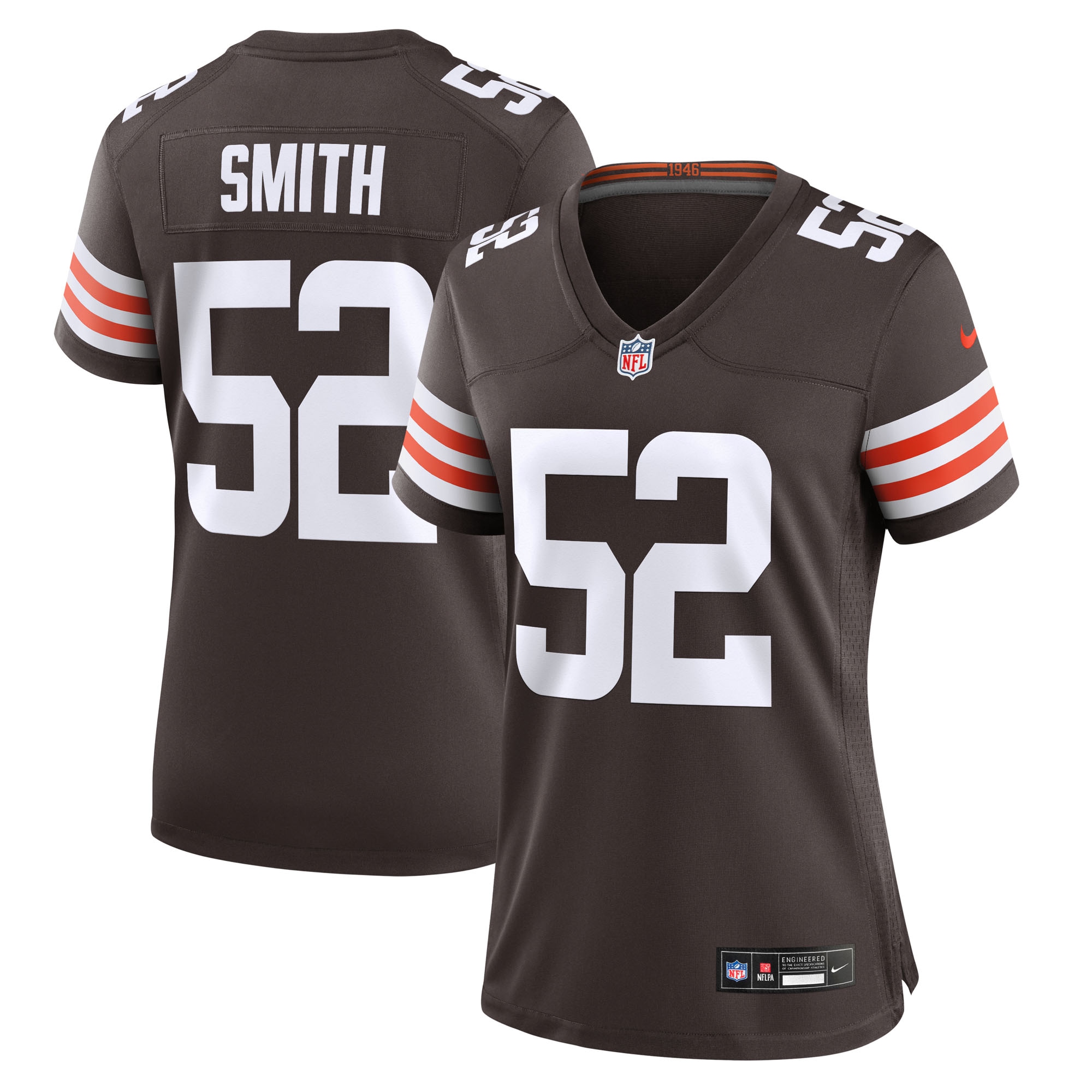 Women's Cleveland Browns Elerson Smith Brown Team Game Jersey Js9059