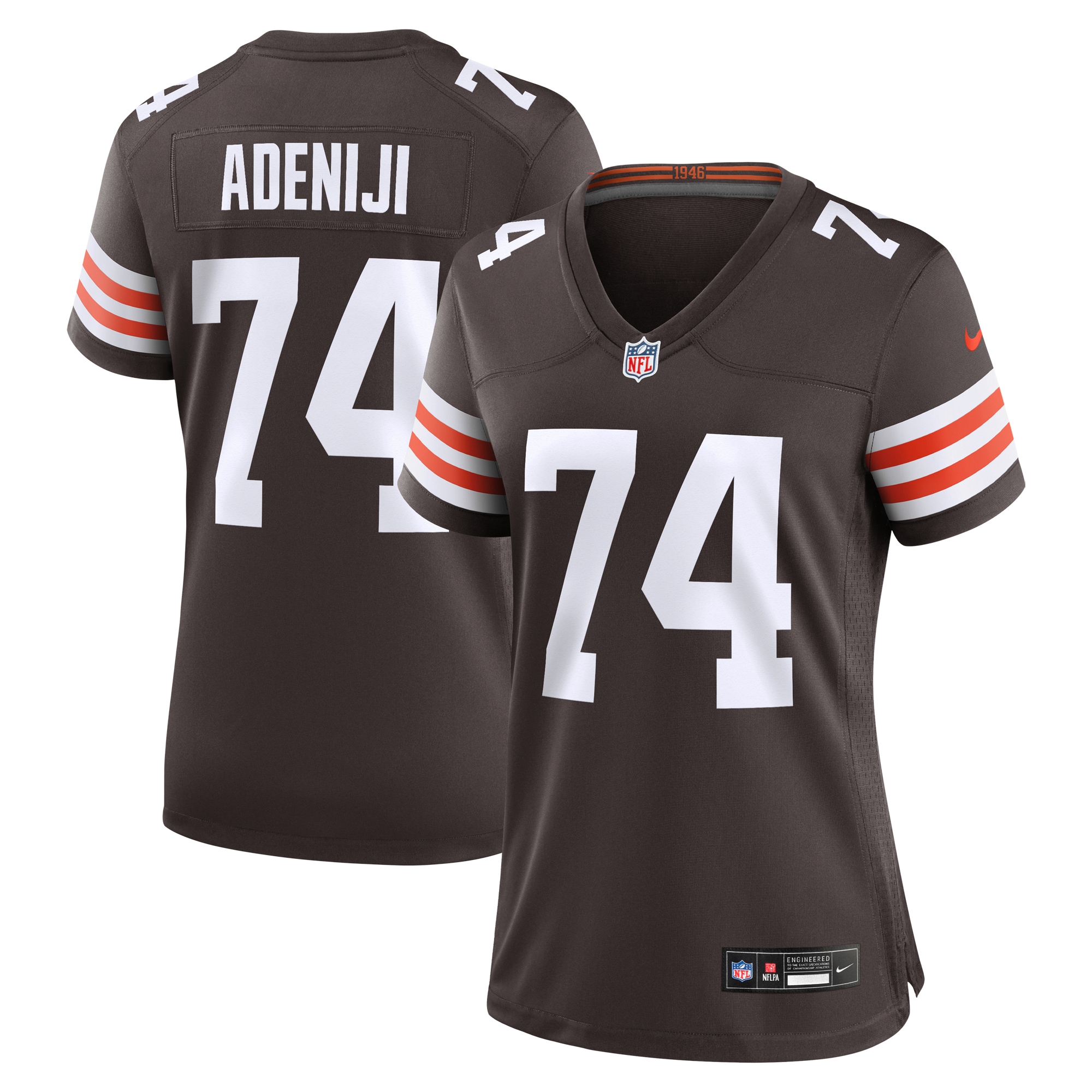 Women's Cleveland Browns Hakeem Adeniji Brown Game Jersey Js6344