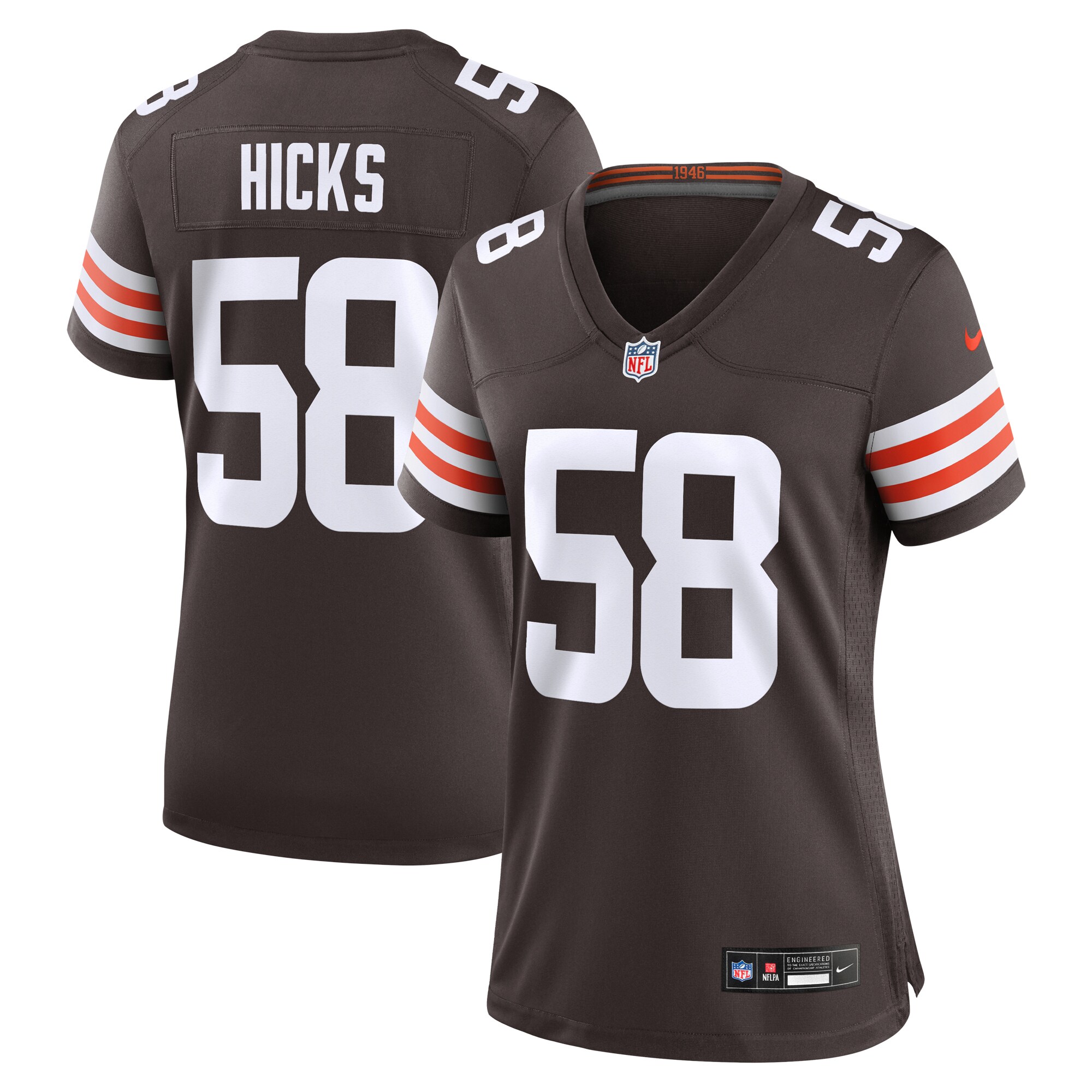 Women's Cleveland Browns Hicks Brown Game Jersey Js8590