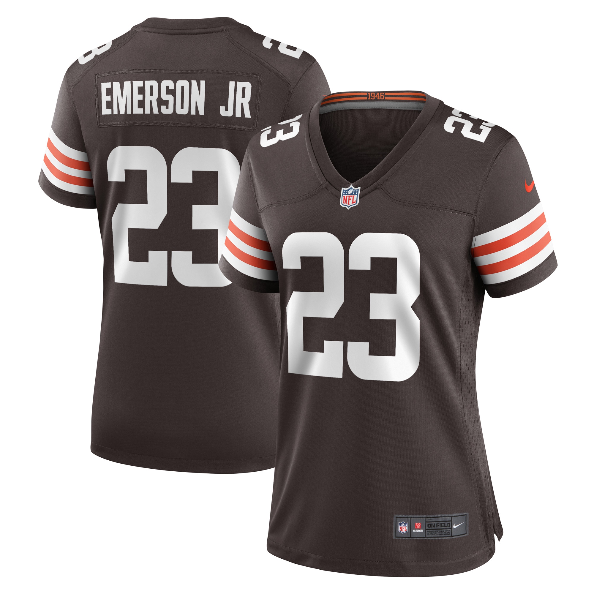 Women's Cleveland Browns Martin Emerson Jr. Brown Game Player Jersey Js7865