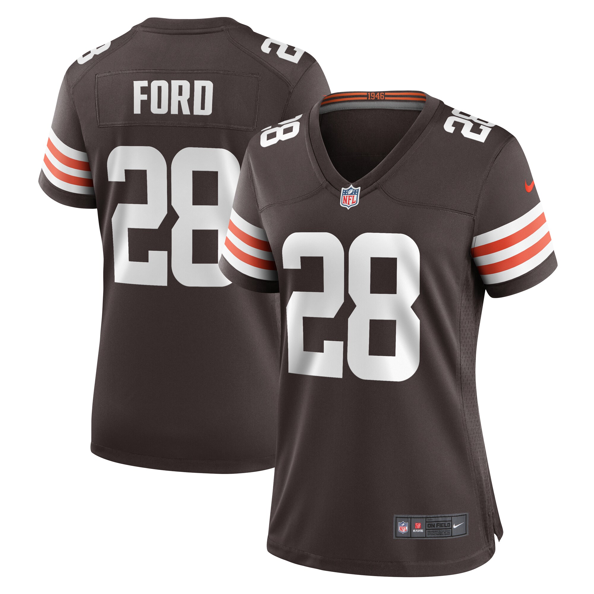 Women's Cleveland Browns Mike Ford Brown Team Game Jersey Js4599