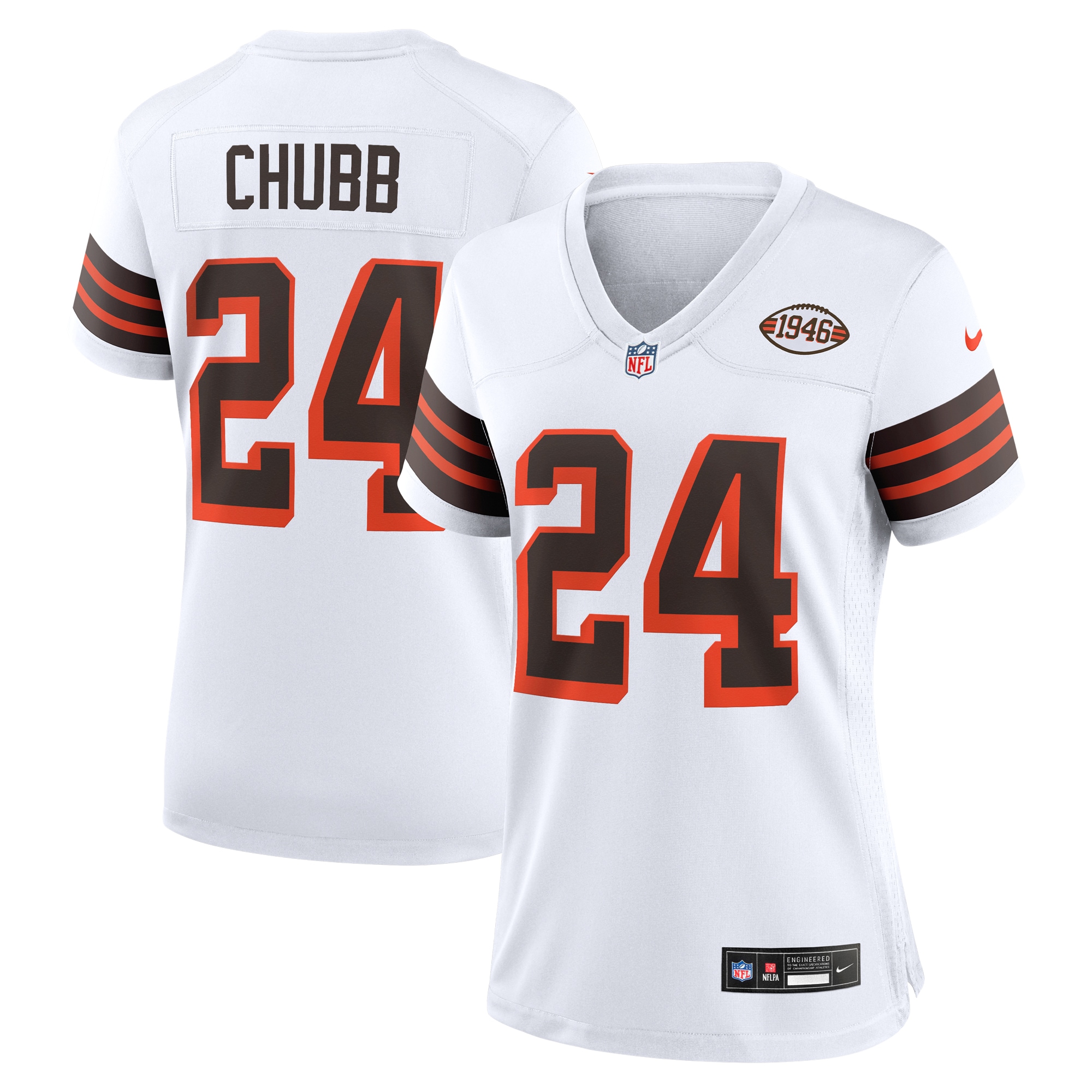 Women's Cleveland Browns Nick Chubb White Alternate Game Jersey Js3869