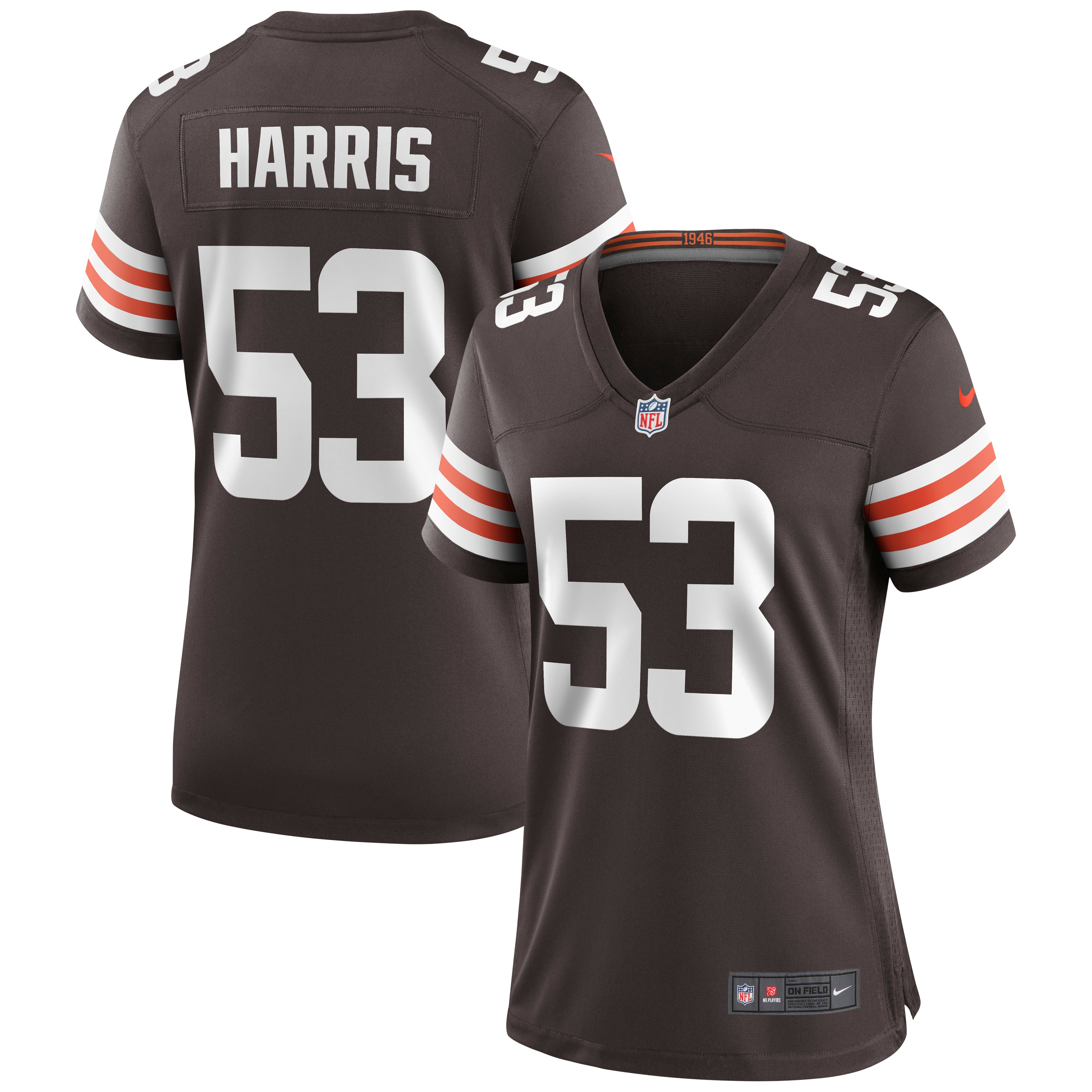 Women's Cleveland Browns Nick Harris Brown Game Jersey Js3847