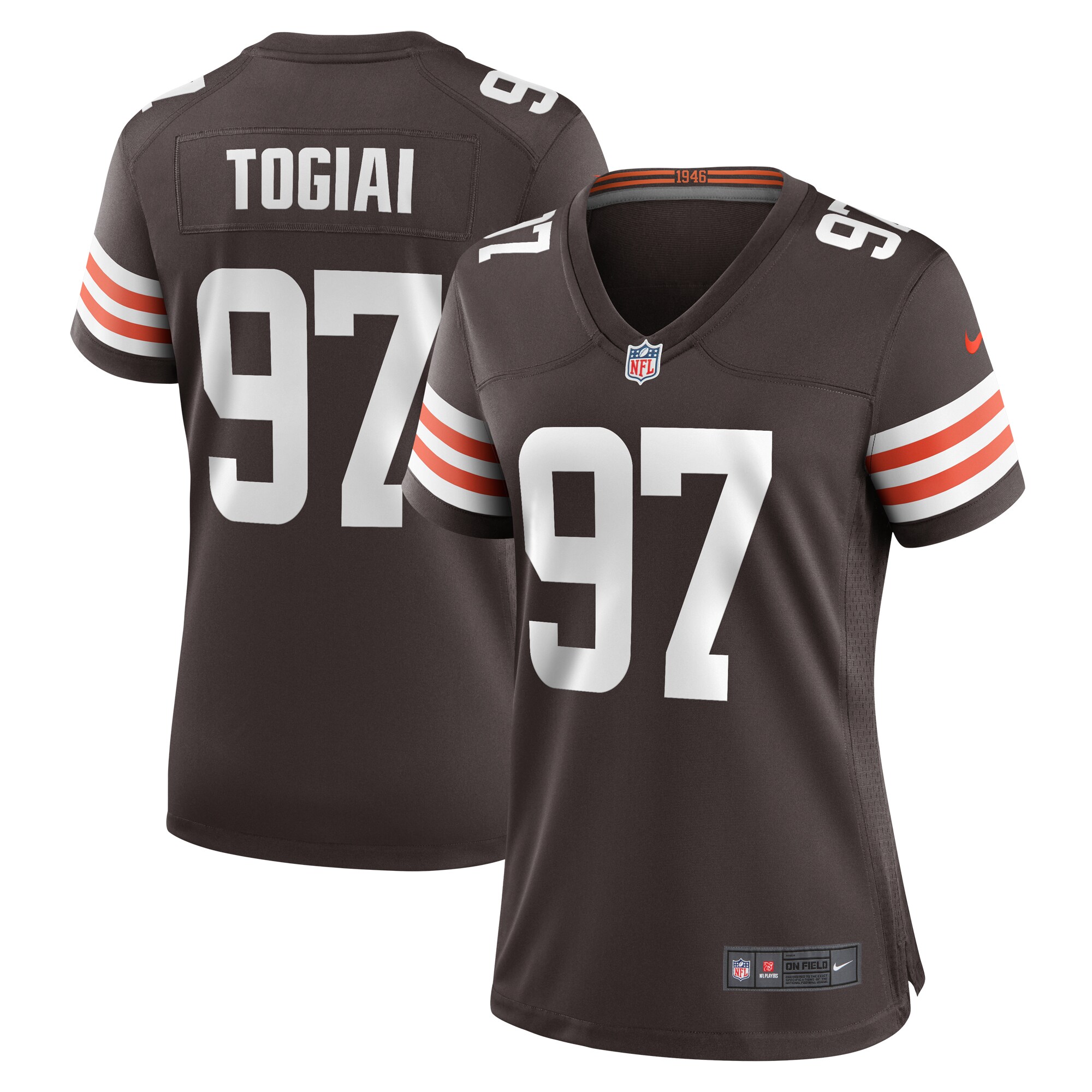Women's Cleveland Browns Tommy Togiai Brown Game Jersey Js9810