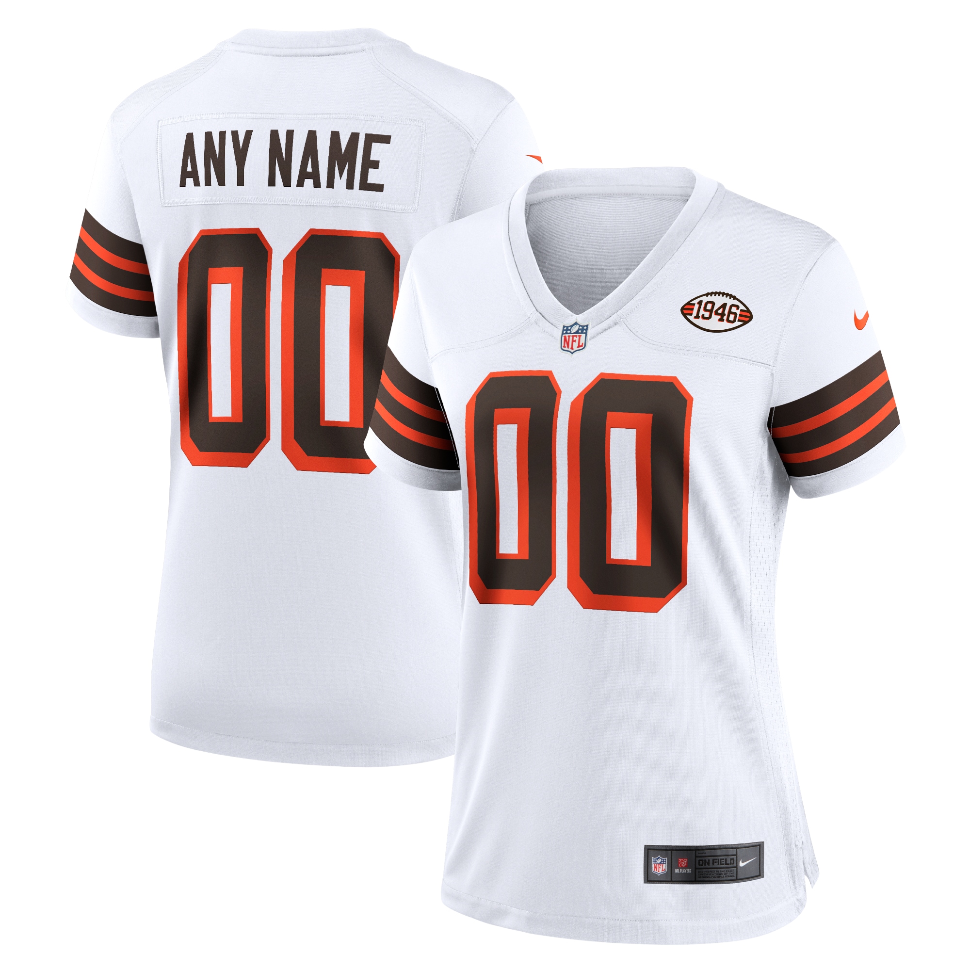 Women's Cleveland Browns White 1946 Collection Alternate Custom Jersey Js3016