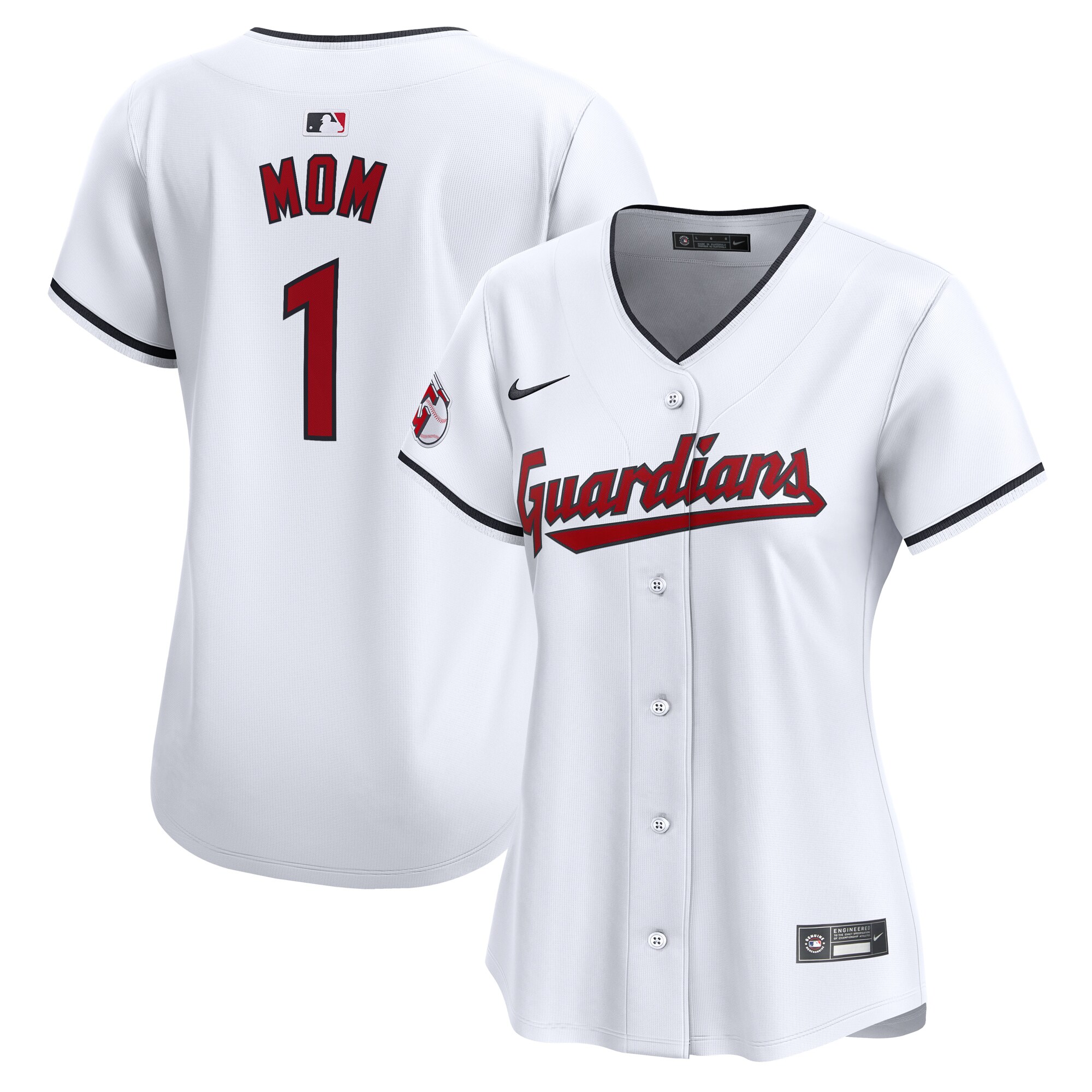Women's Cleveland Guardians White #1 Mom Home Limited Jersey