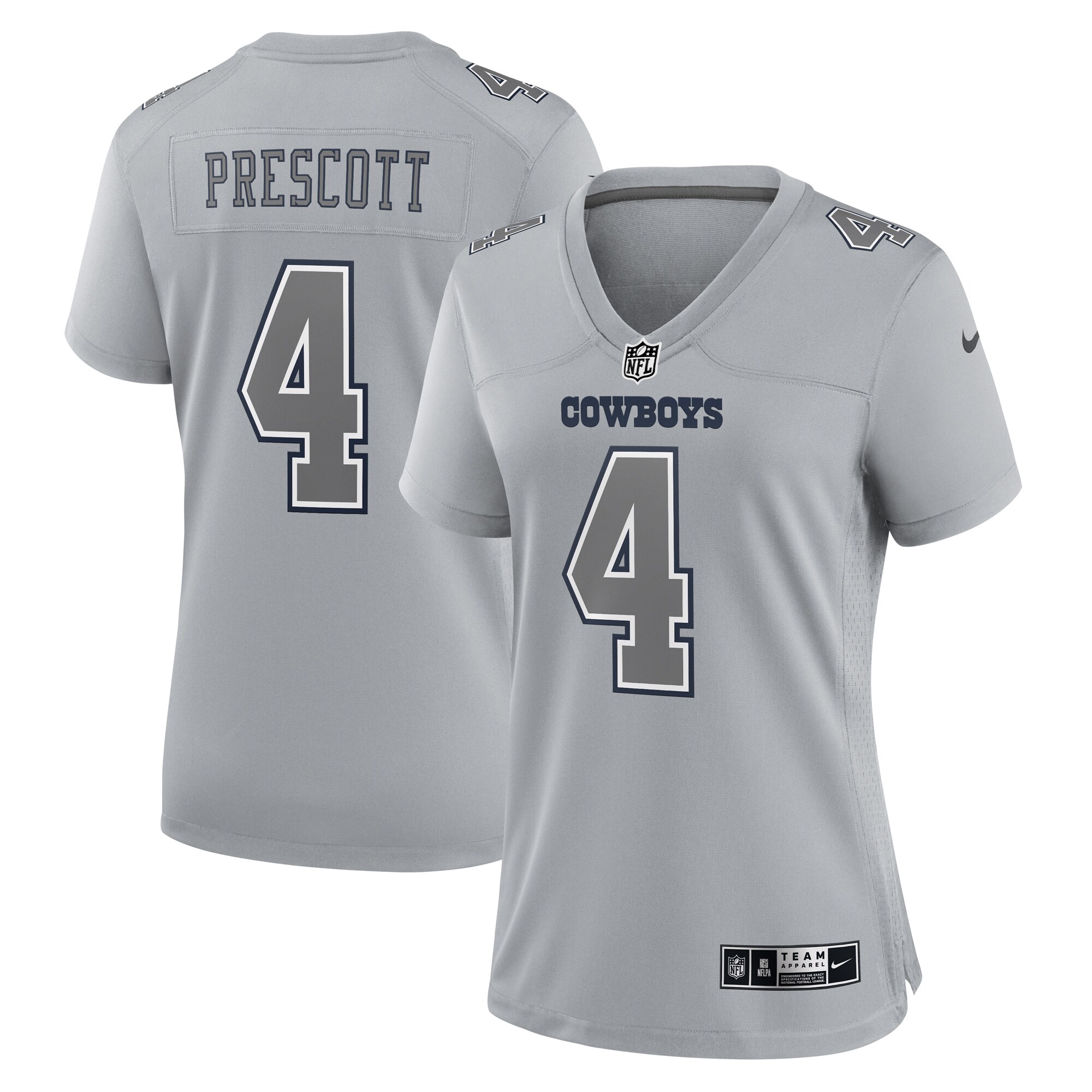 Women's Dallas Cowboys Dak Prescott Gray Atmosphere Fashion Game Jersey Js9532