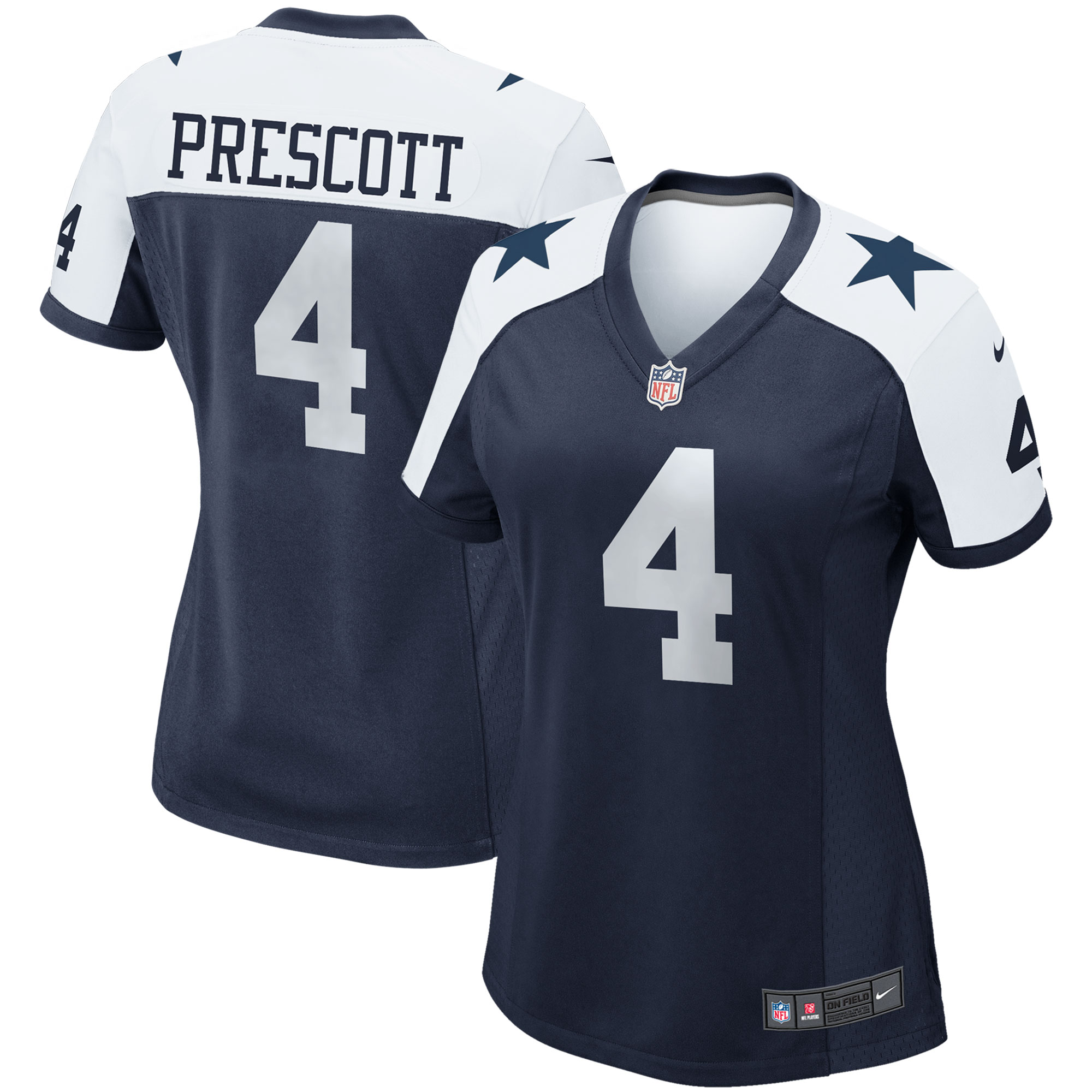 Women's Dallas Cowboys Dak Prescott Navy Alternate Game Team Jersey Js8508