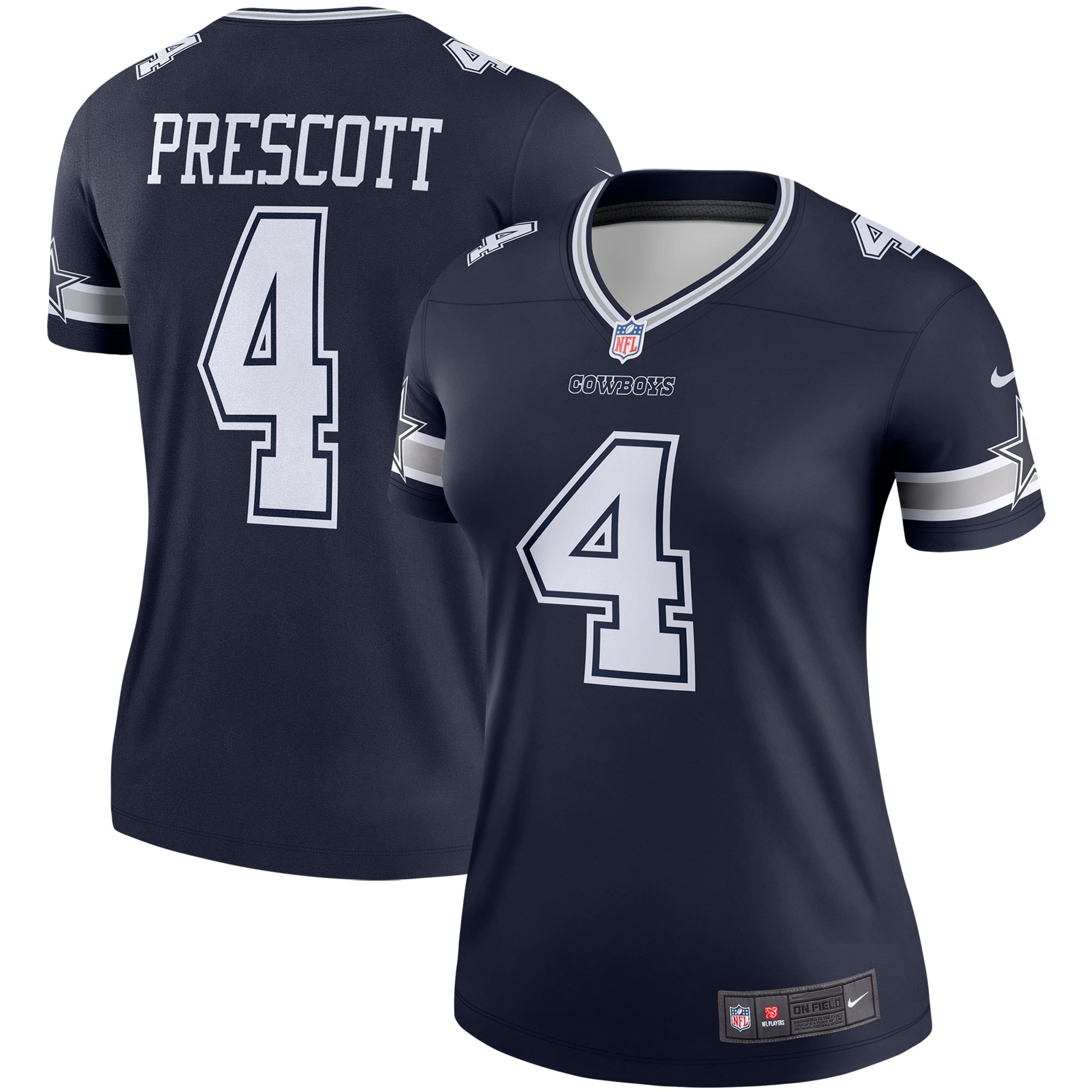 Women's Dallas Cowboys Dak Prescott Navy Legend Player Performance Top Js2373