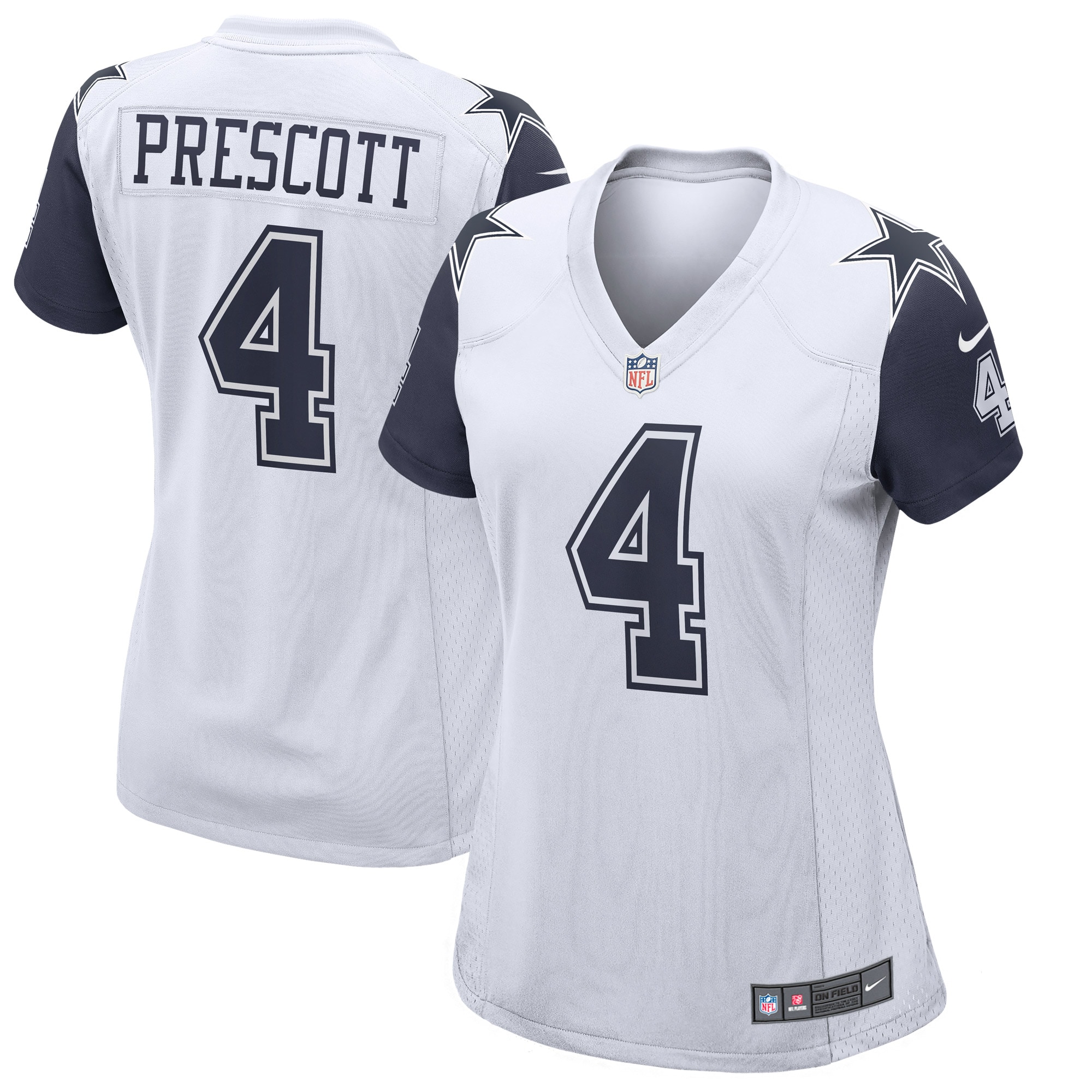 Women's Dallas Cowboys Dak Prescott White Alternate Game Jersey Js3550