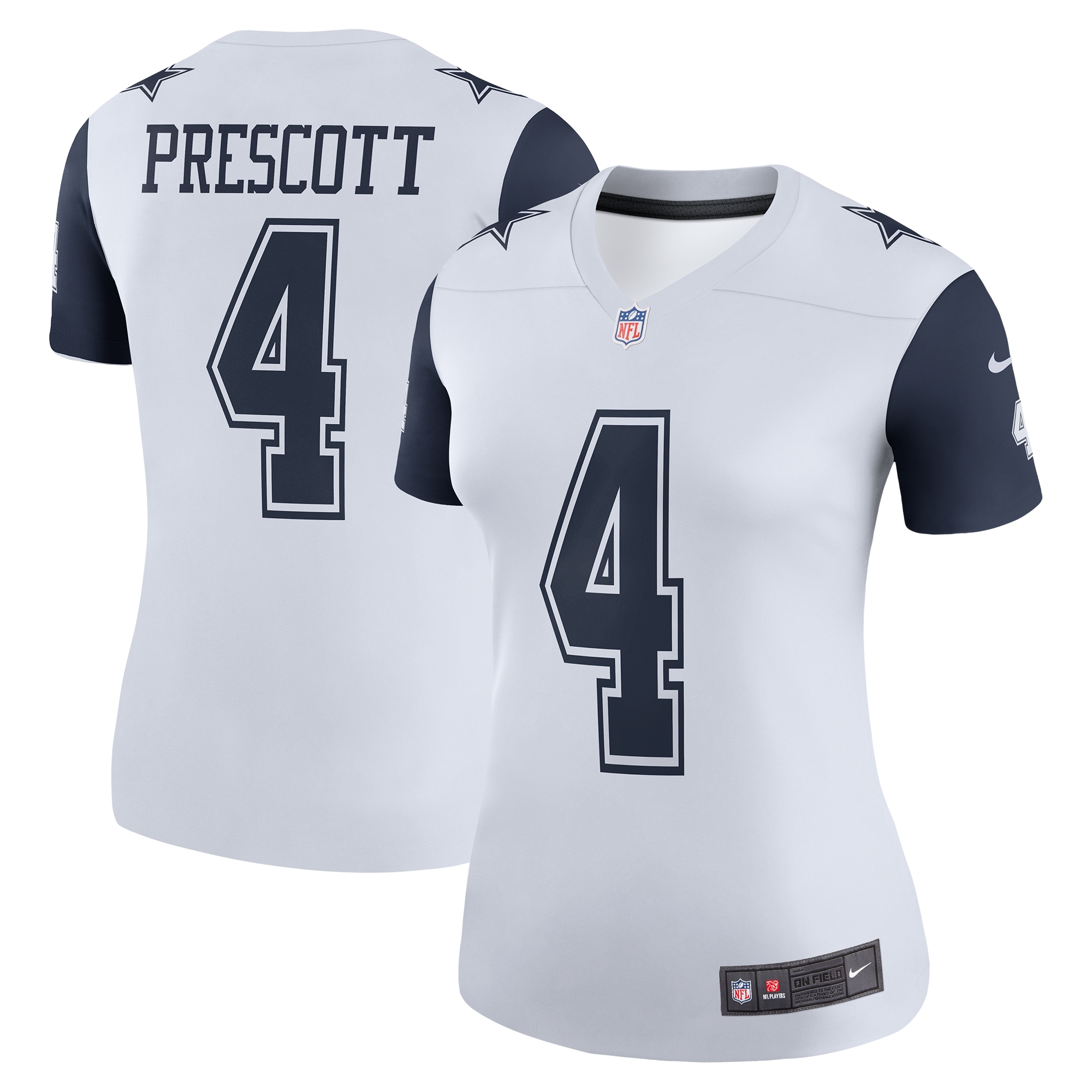 Women's Dallas Cowboys Dak Prescott White Legend Player Performance Top Js3200