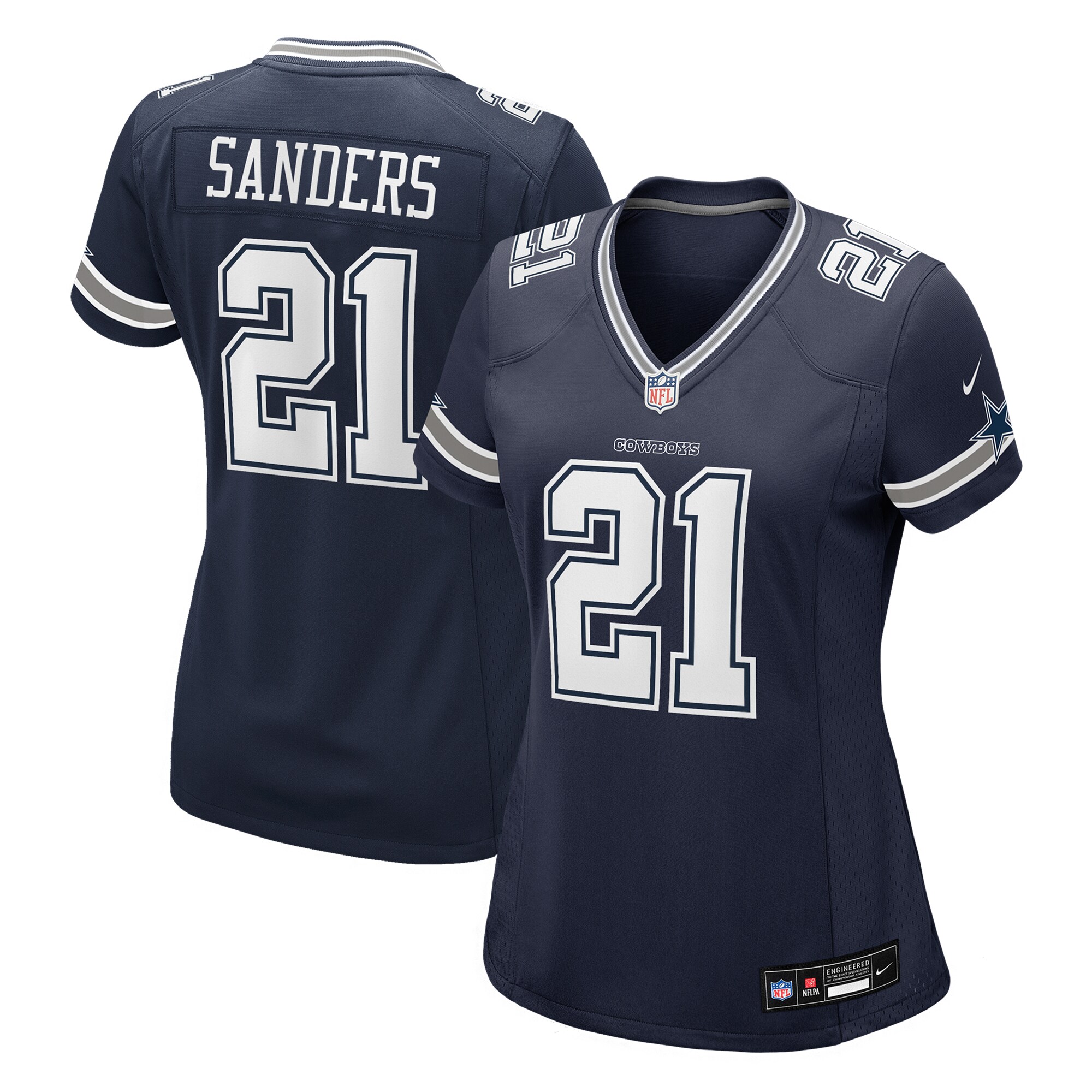 Women's Dallas Cowboys Deion Sanders Navy Team Retired Player Game Jersey Js4094