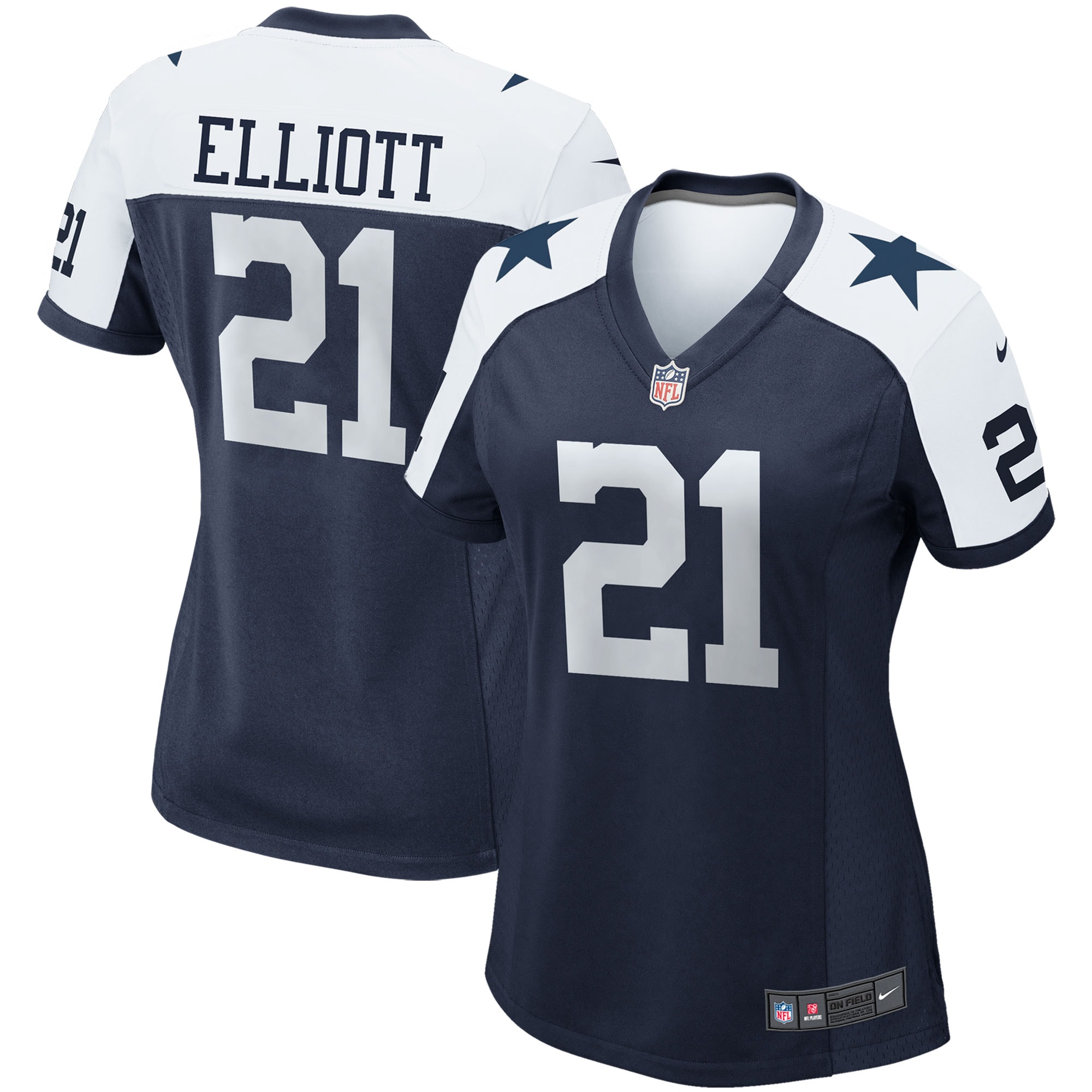 Women's Dallas Cowboys Ezekiel Elliott Navy Alternate Game Team Jersey Js9826