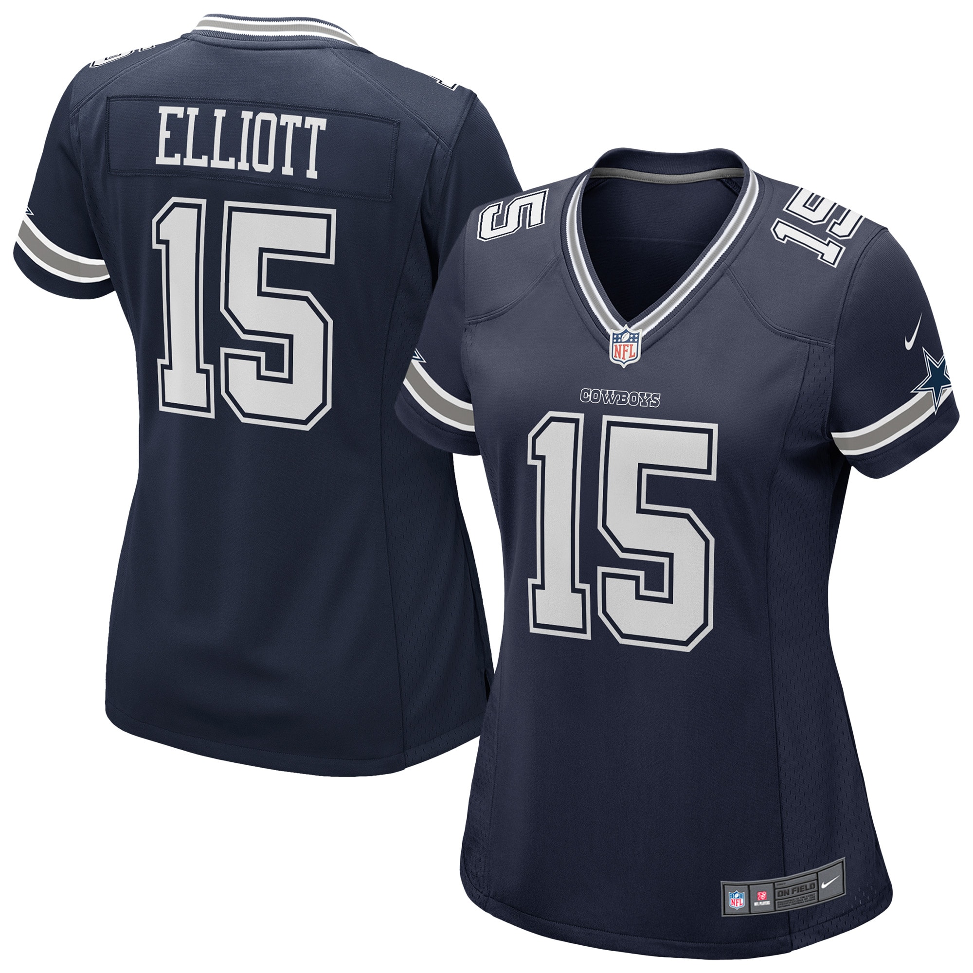 Women's Dallas Cowboys Ezekiel Elliott Navy Game Jersey Js9042
