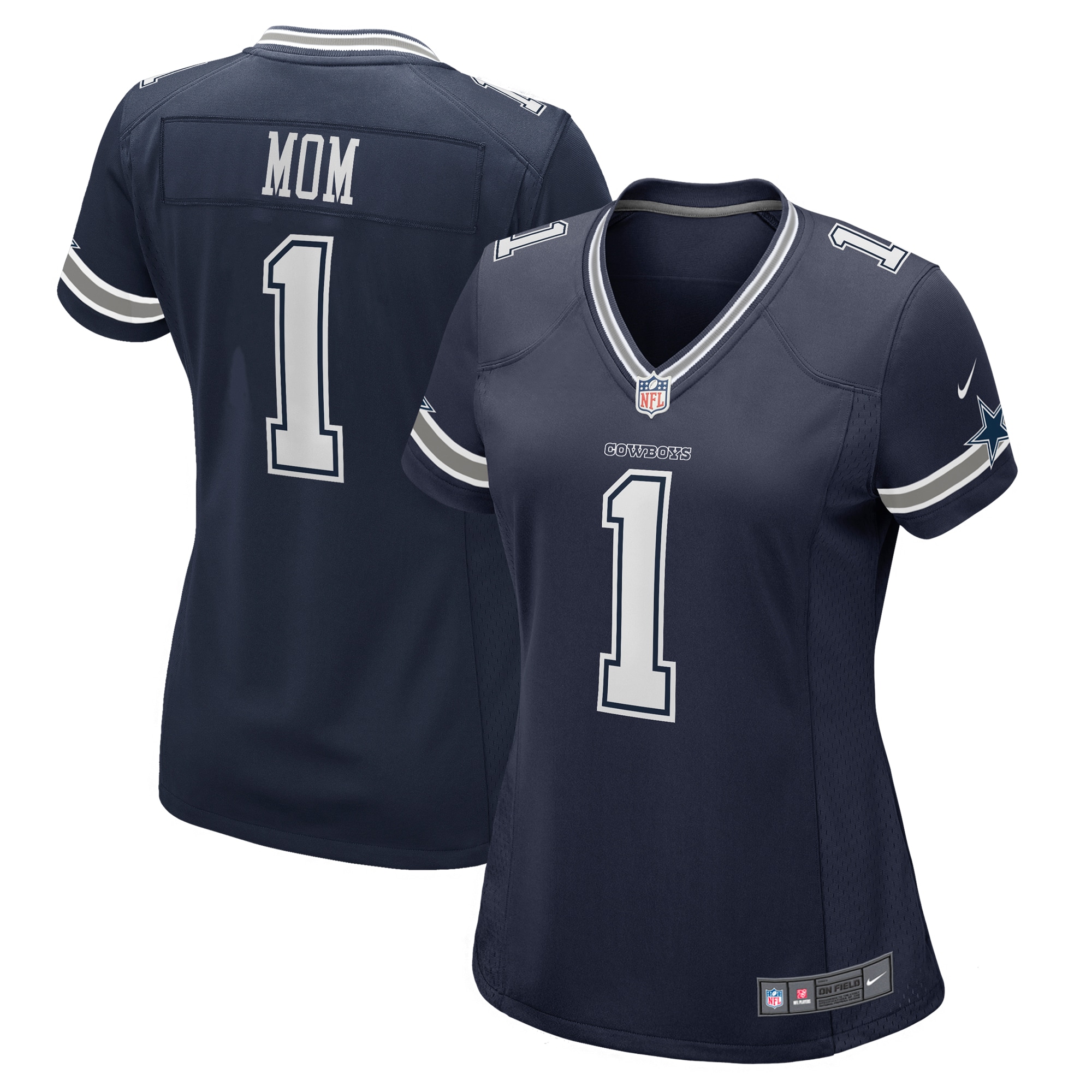 Women's Dallas Cowboys Number 1 Mom Navy Game Jersey Js3113