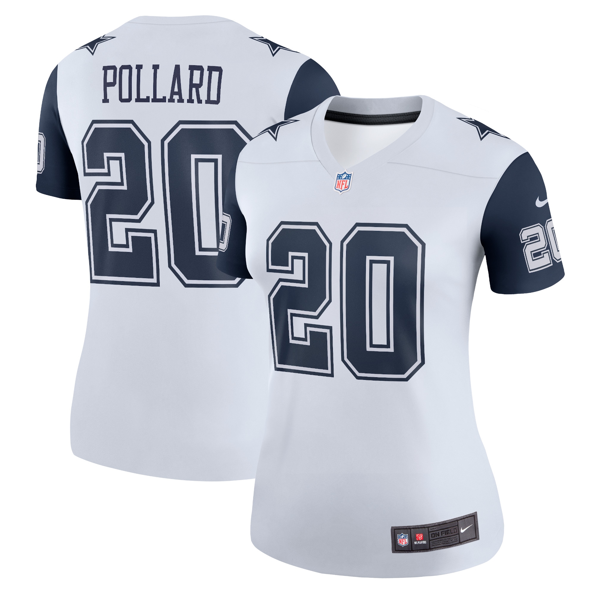 Women's Dallas Cowboys Tony Pollard White Legend Player Performance Top Js2998