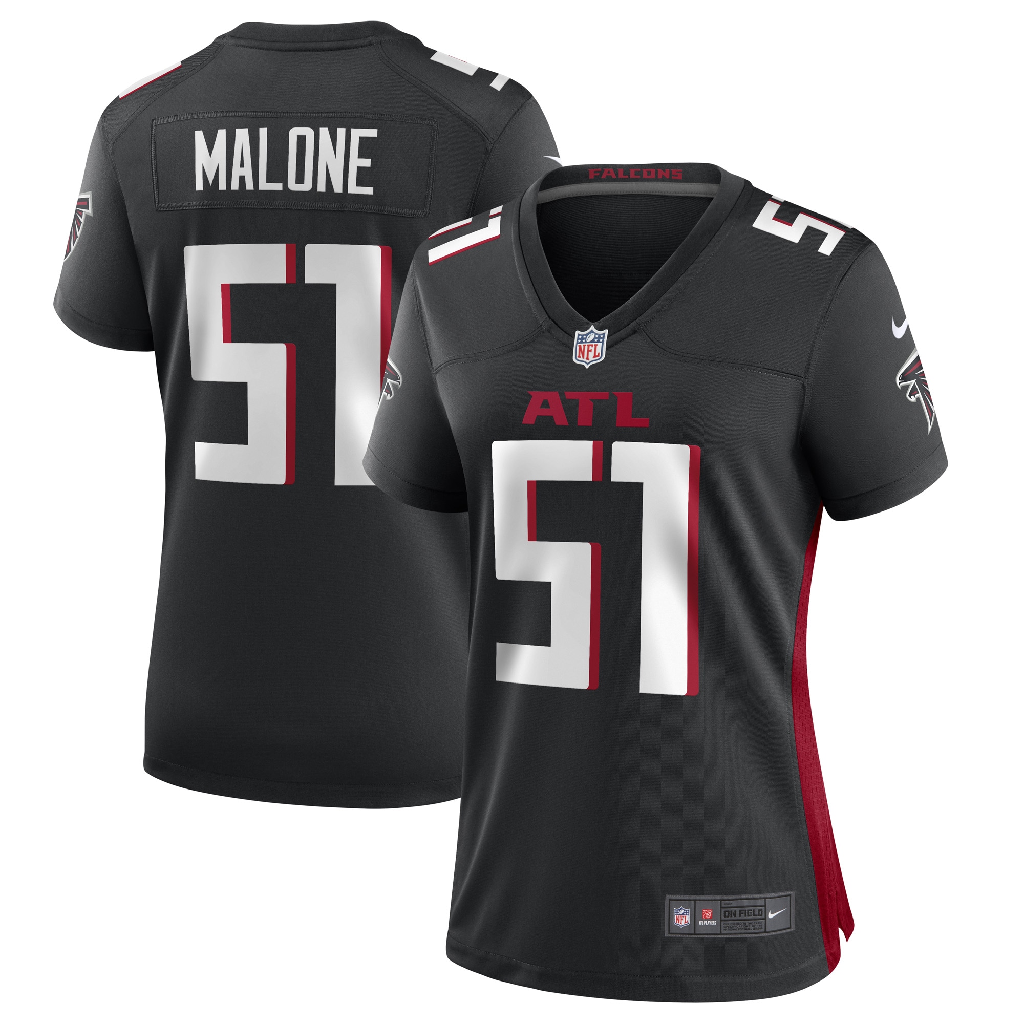 Women's Deangelo Malone Atlanta Falcons Black Game Player Jersey Js4275