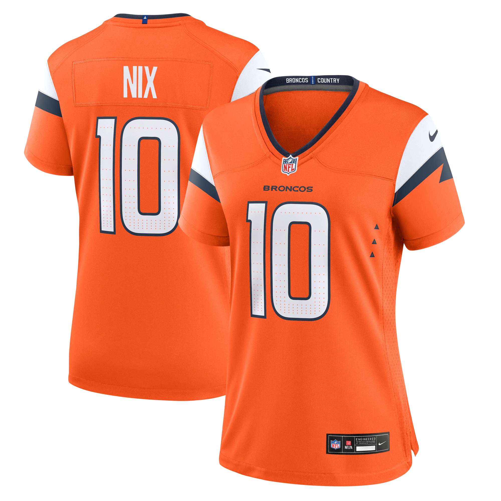 Women's Denver Broncos Bo Nix Orange Game Jersey Js7544