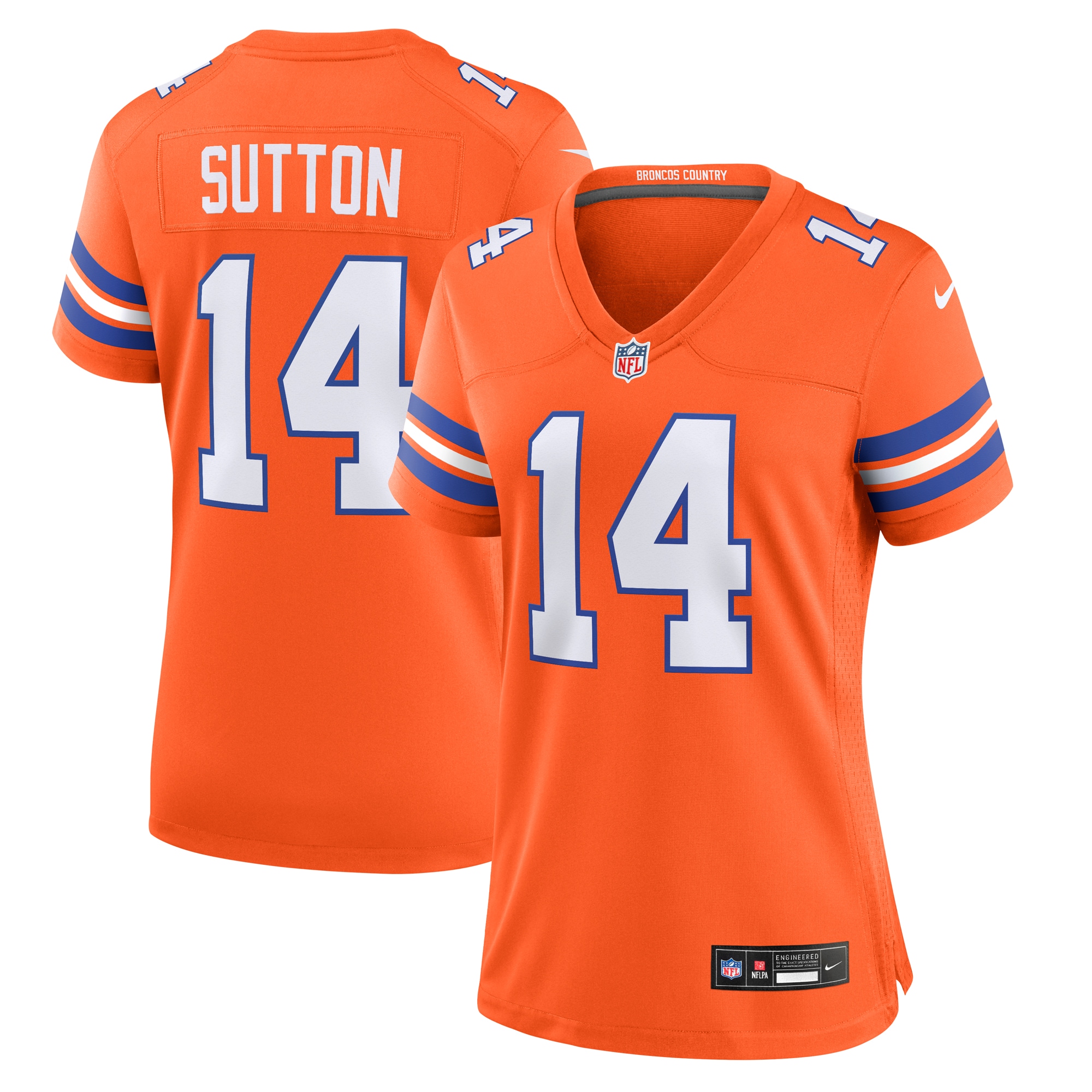 Women's Denver Broncos Courtland Sutton Orange Mile High Collection 1977 Throwback Player Game Jersey Js3016