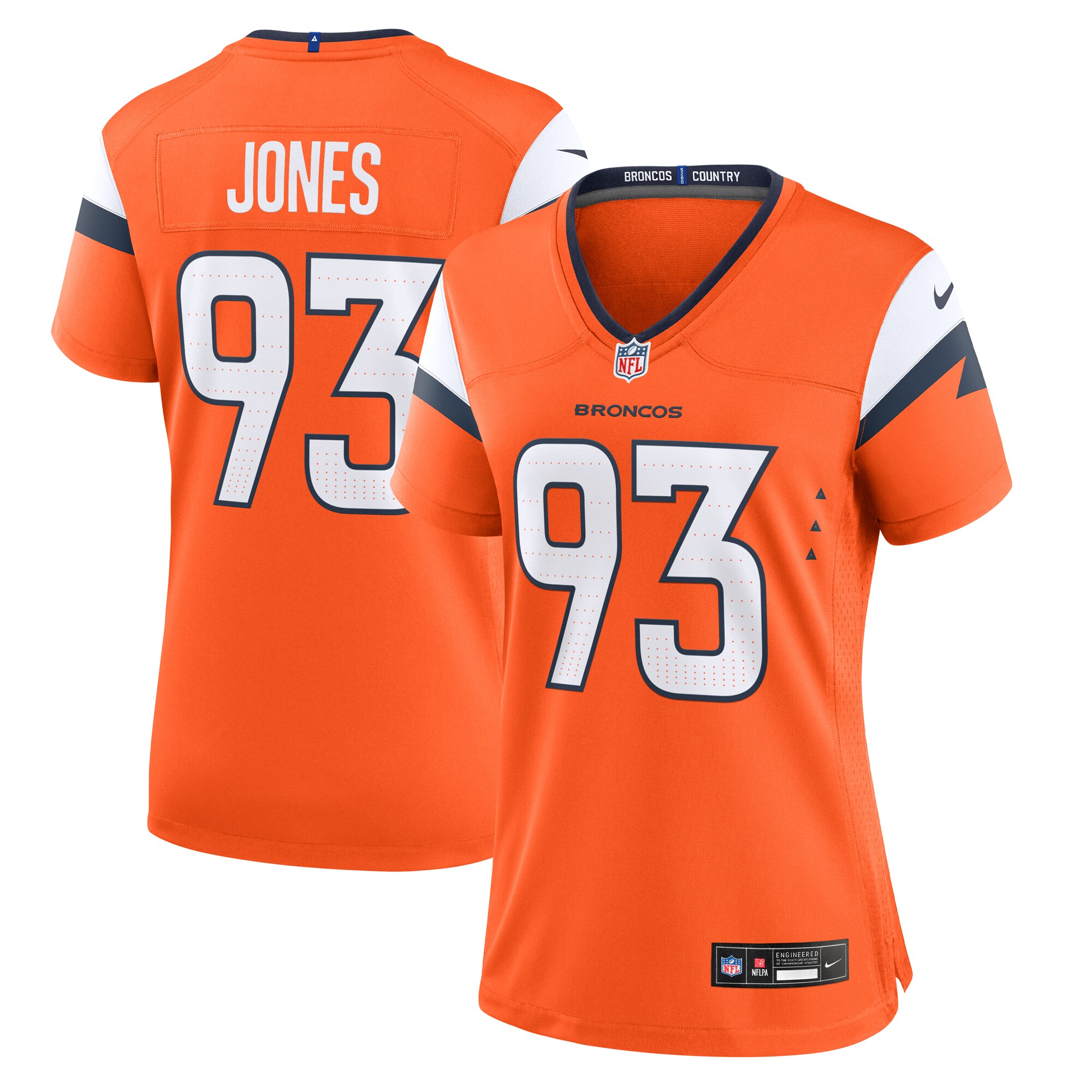 Women's Denver Broncos D.j. Jones Orange Team Game Jersey Js7632