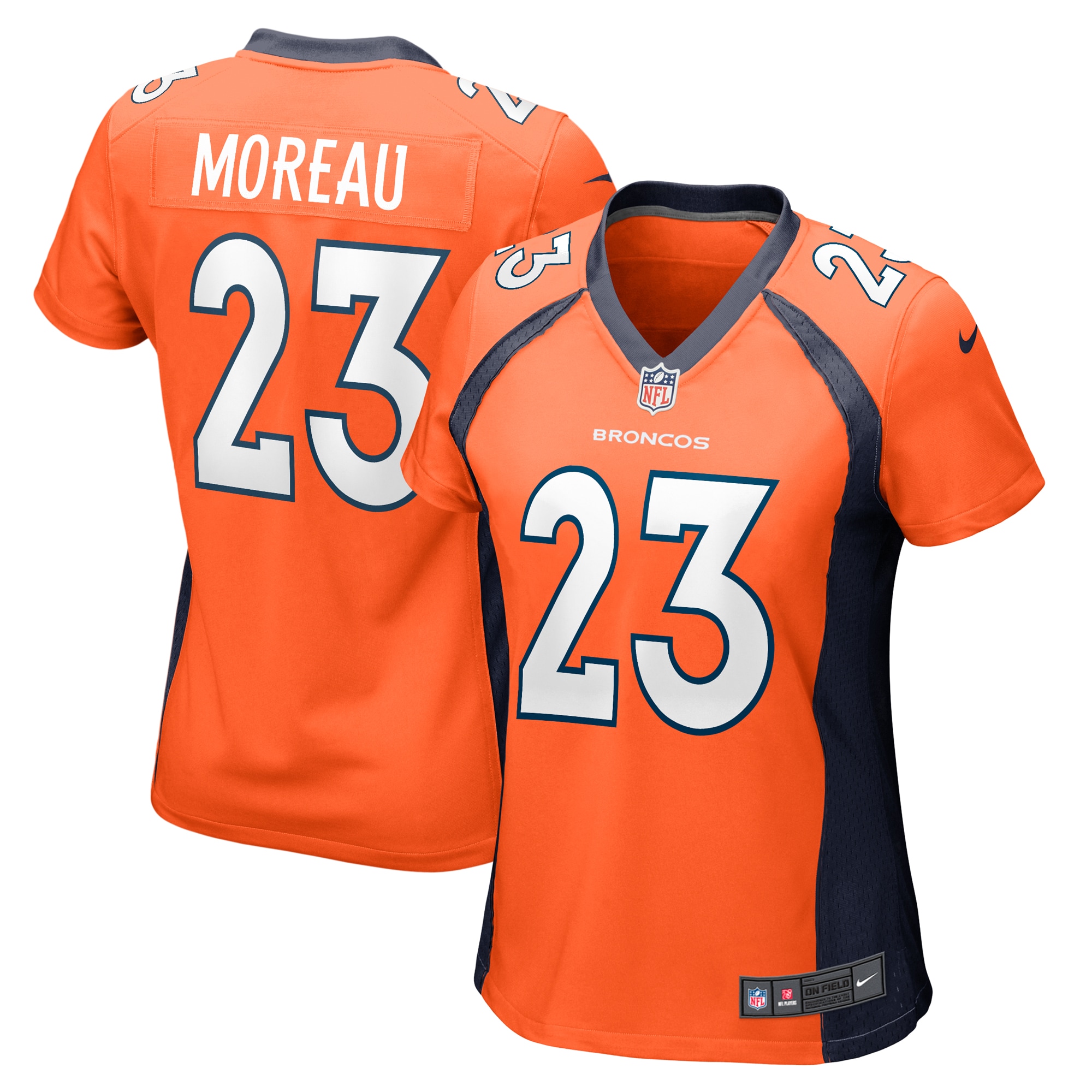 Women's Denver Broncos Fabian Moreau Orange Team Game Jersey Js2876