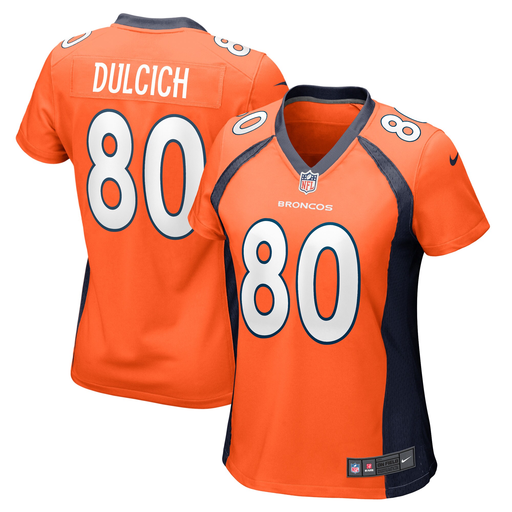 Women's Denver Broncos Greg Dulcich Orange Game Player Jersey Js7167