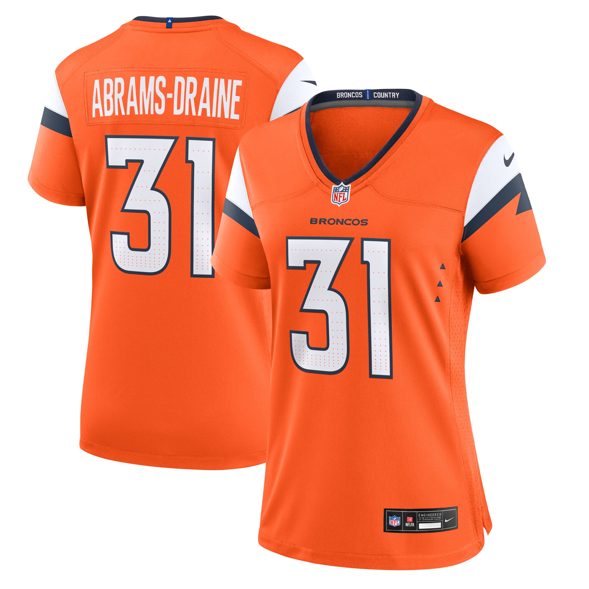 Women's Denver Broncos Kris Abrams-draine Orange Team Game Jersey Js5919