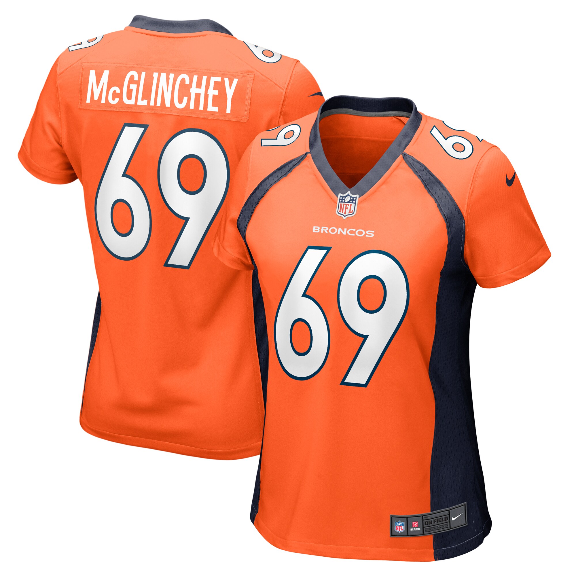 Women's Denver Broncos Mike Mcglinchey Orange Game Player Jersey Js3341